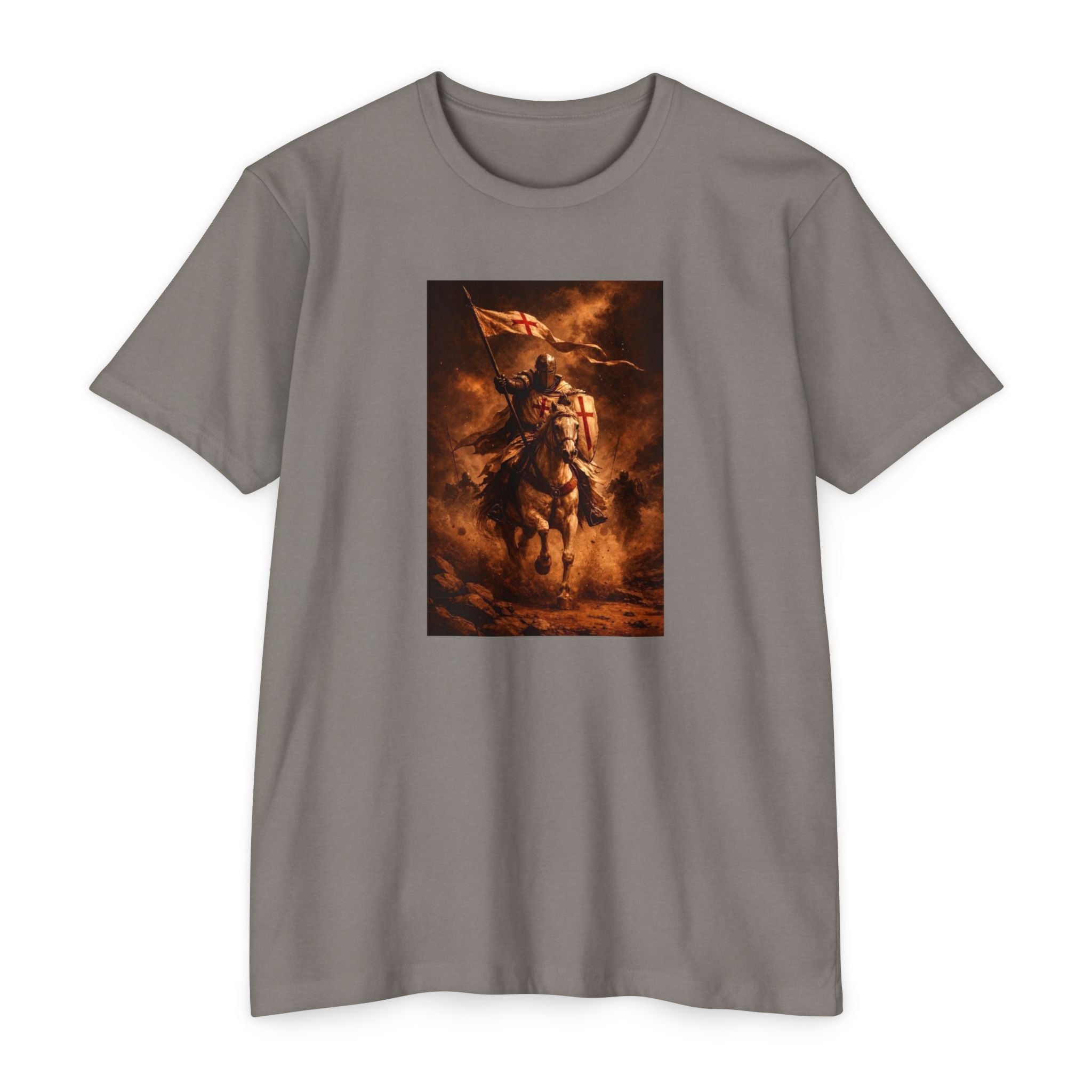 Knight on Horseback Graphic T-Shirt — Medieval Warrior Illustration Tee