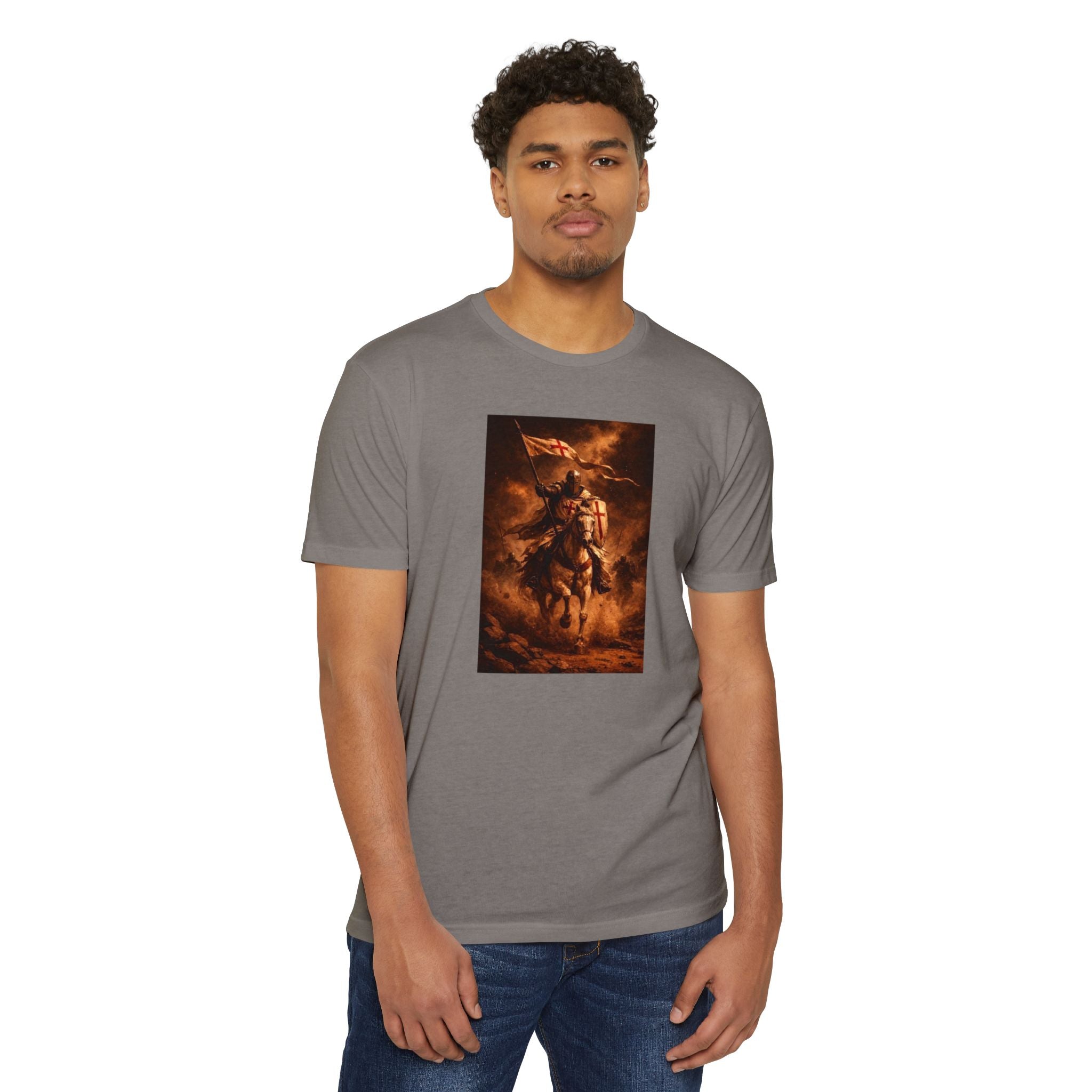 Knight on Horseback Graphic T-Shirt — Medieval Warrior Illustration Tee