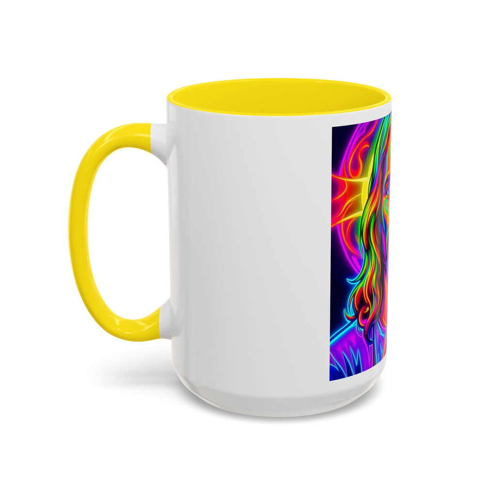 Neon Jesus Accent Coffee Mug – Vibrant Spiritual Art 11oz/15oz