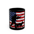 American Military K9 Mug — Soldier & Service Dog Silhouette with US Flag (11oz/15oz)