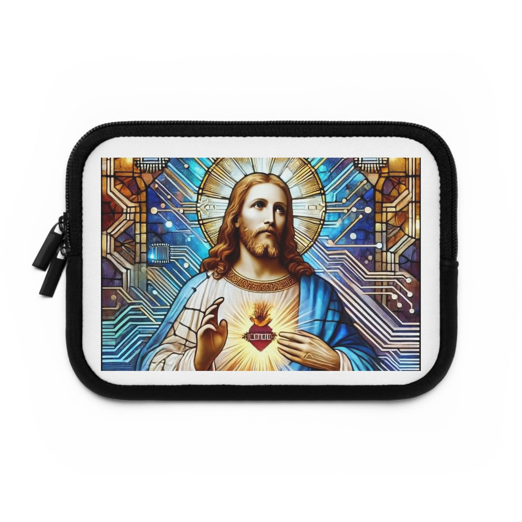 Sacred Heart Jesus Laptop Sleeve — Stained-Glass Tech Faith Case