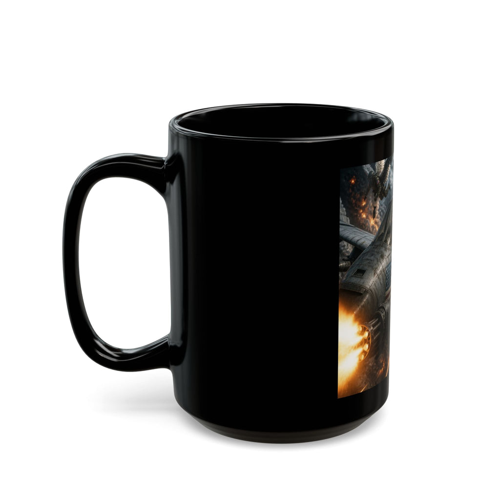 Military Jet Combat Black Mug — A-10 Thunderbolt II with American Flag - Jesus Pilot