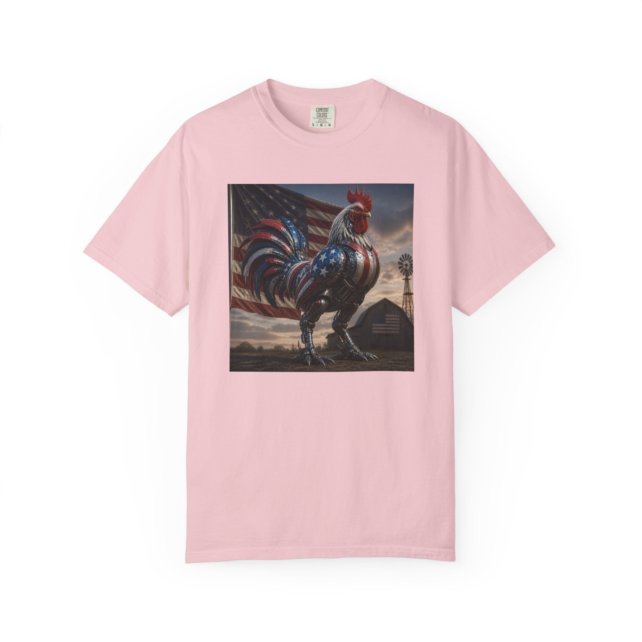 Patriotic Rooster T-Shirt — American Flag Farmhouse Graphic Tee