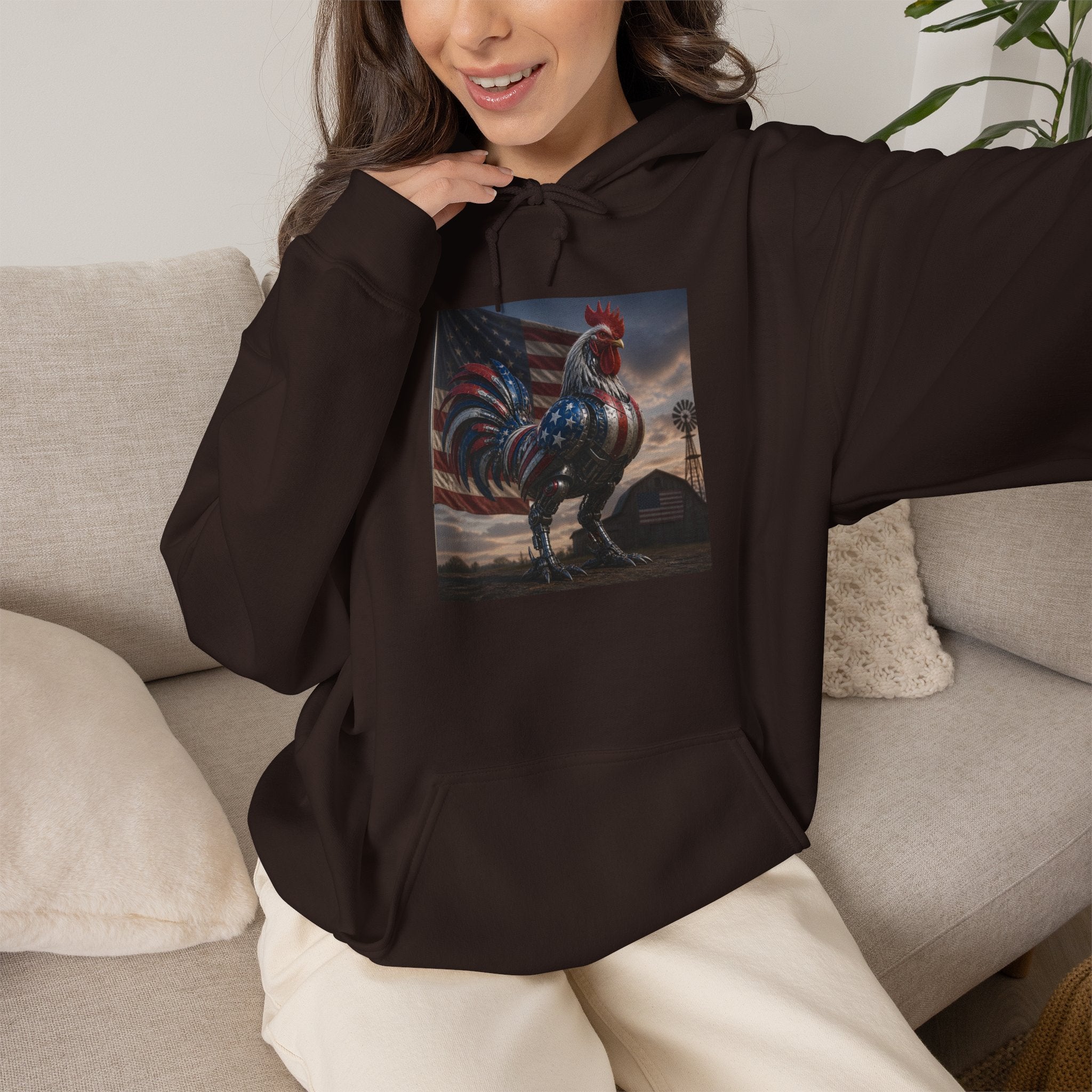 Rooster Art Hoodie — Vintage Rooster Illustration Pullover