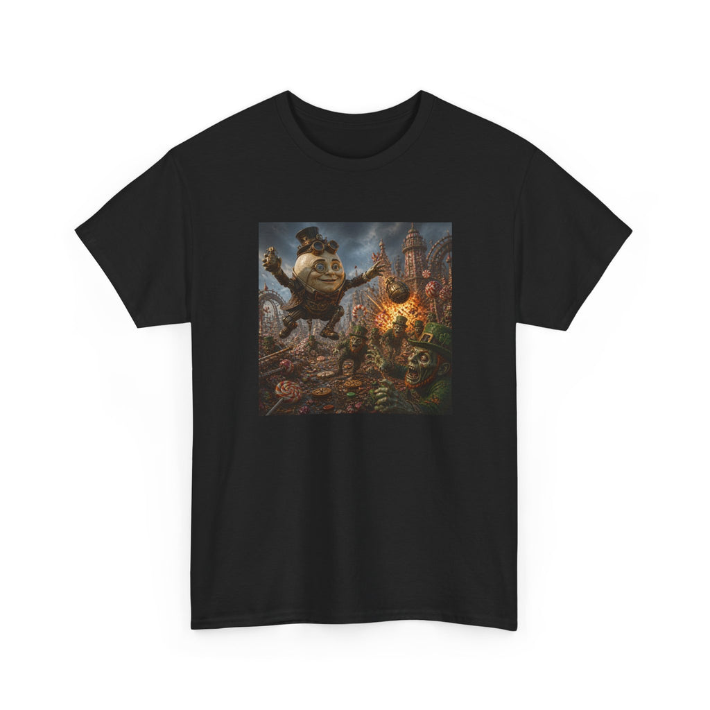 Fantasy Monster Battle Steampunk Humpty T-Shirt — Epic RPG Creature Art Tee