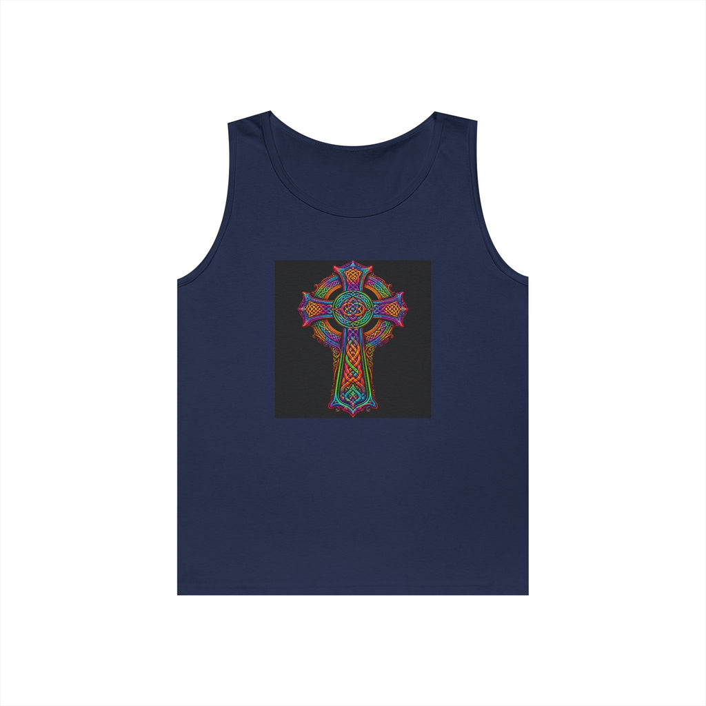 Celtic Cross Tank Top — Colorful Stained-Glass Style Religious Graphic