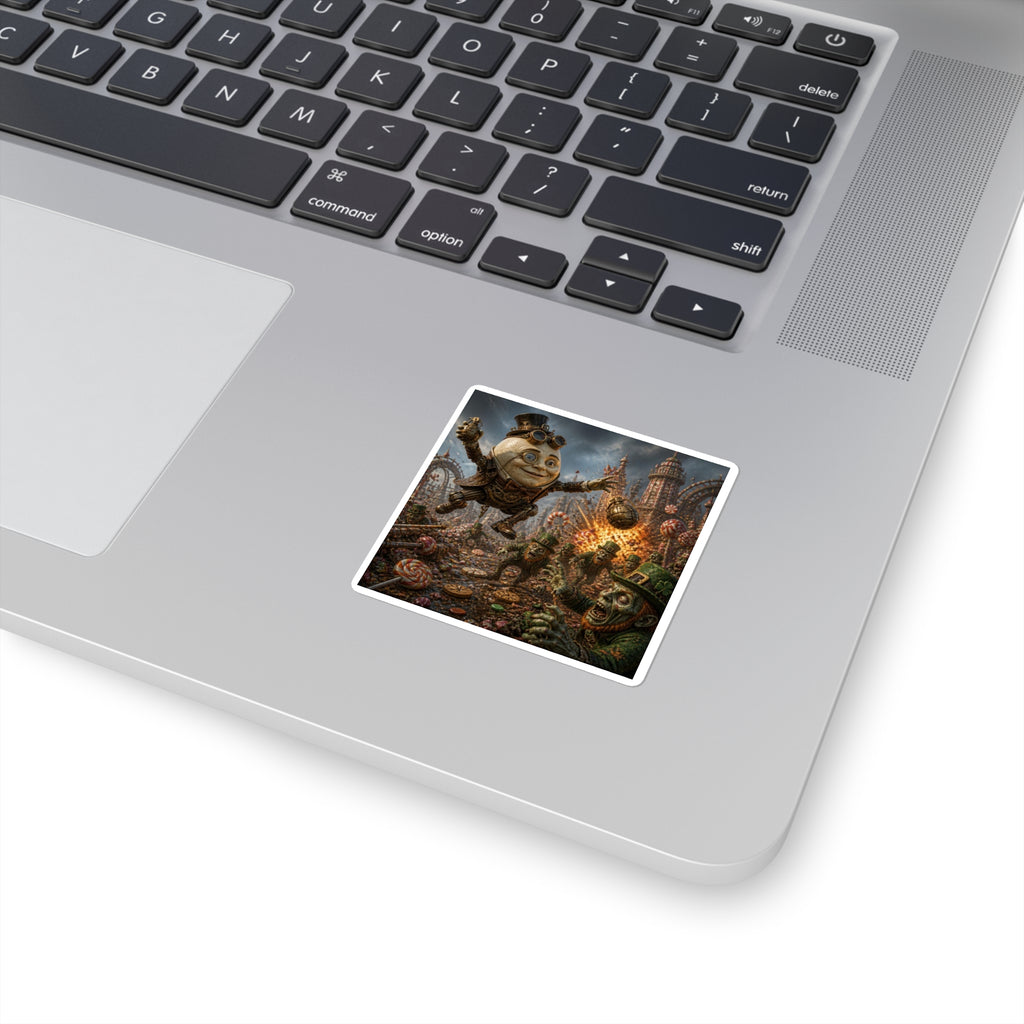 Steampunk Humpty Dumpty Square Sticker — Dark Fantasy Laptop Decal