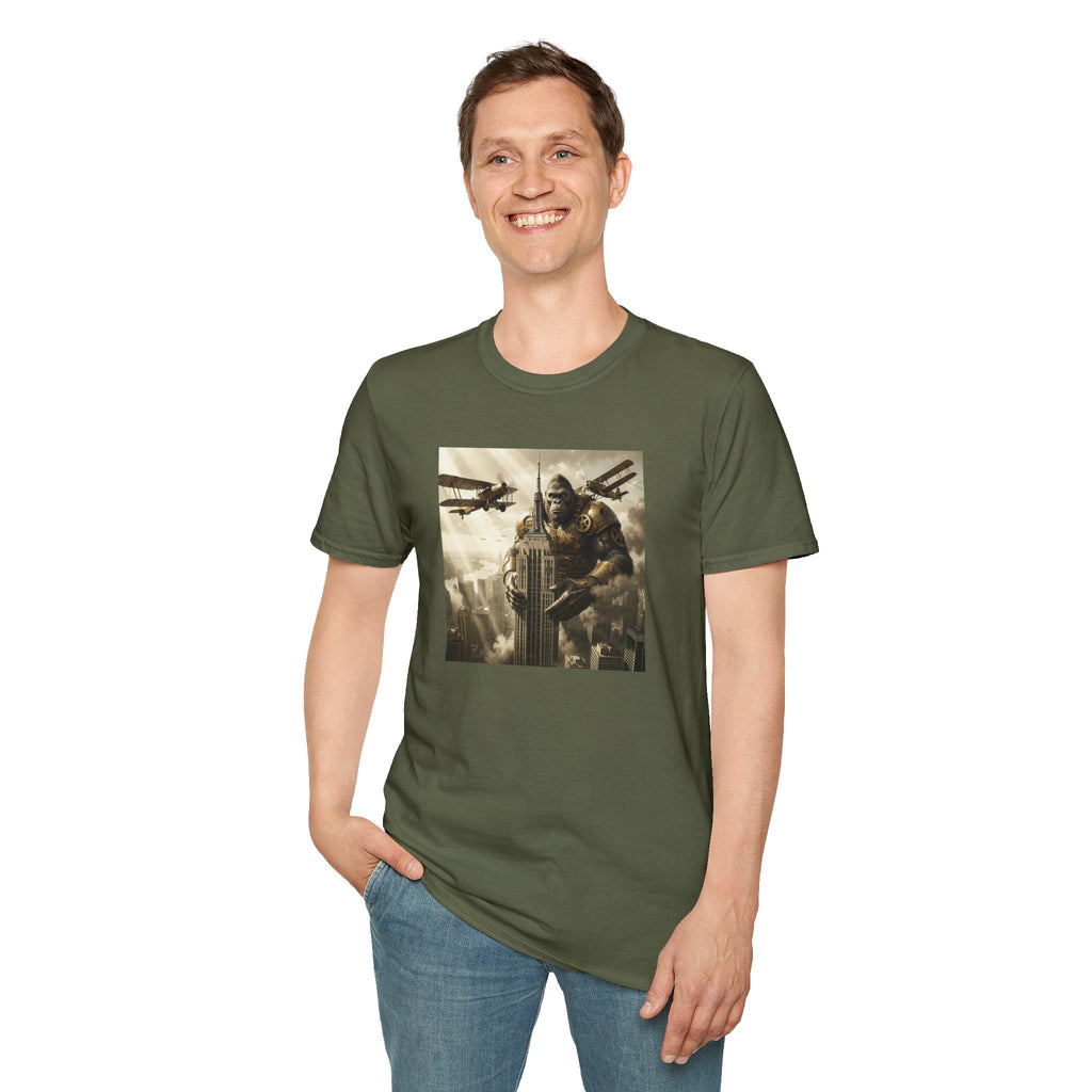 King Kong Cityscape T-Shirt — Vintage Ape vs Biplanes Graphic Tee