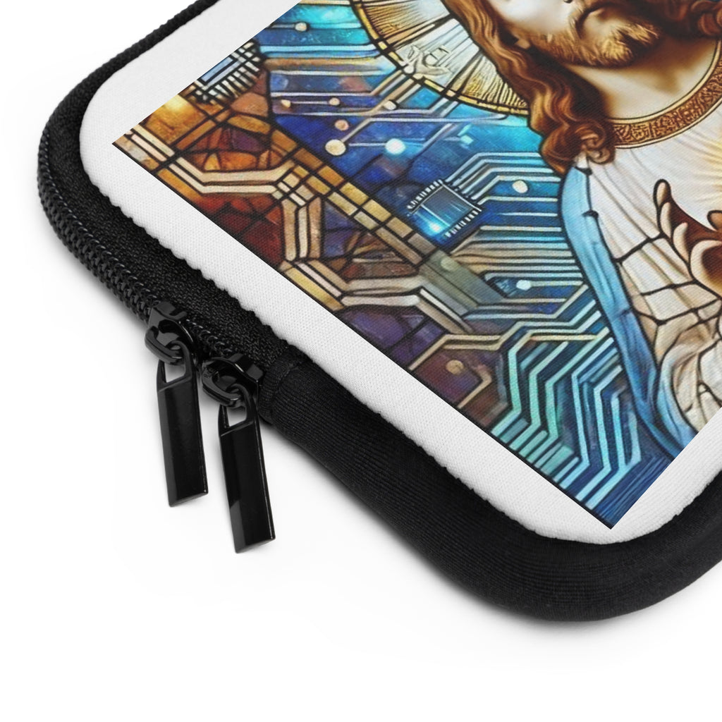 Sacred Heart Jesus Laptop Sleeve — Stained-Glass Tech Faith Case