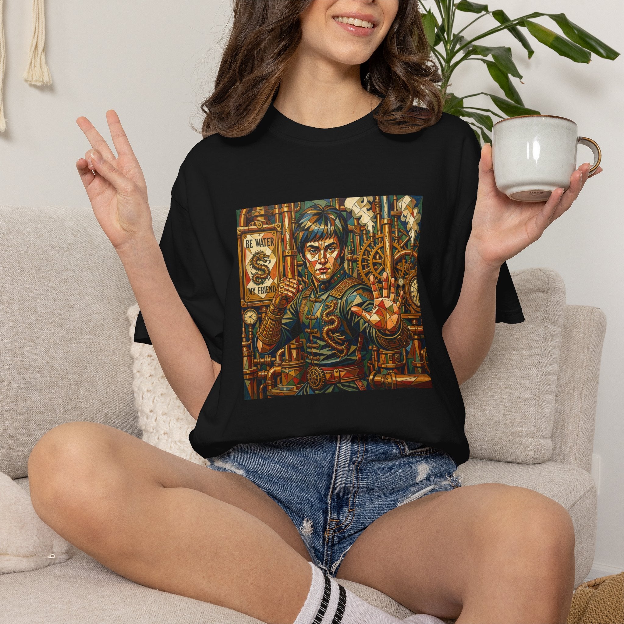 Steampunk Geo-pattern Bruce Lee T-shirt