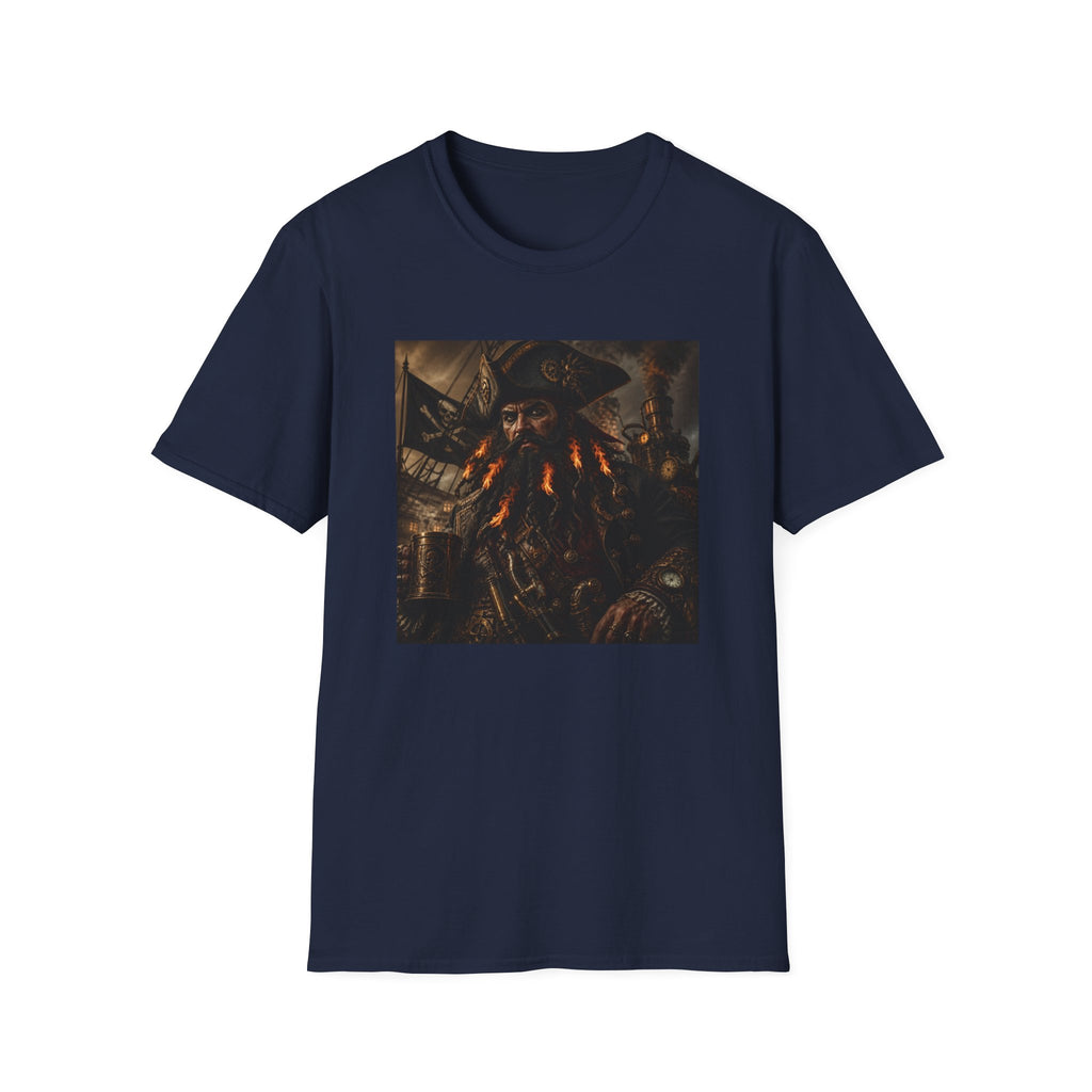 Steampunk Pirate Captain Graphic Tee — Blackbeard-Inspired Nautical Vintage T-Shirt