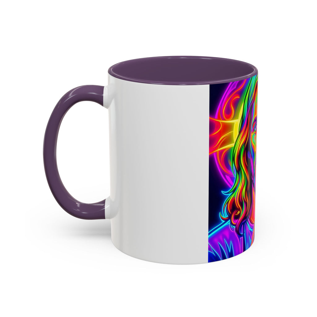 Neon Jesus Accent Coffee Mug – Vibrant Spiritual Art 11oz/15oz