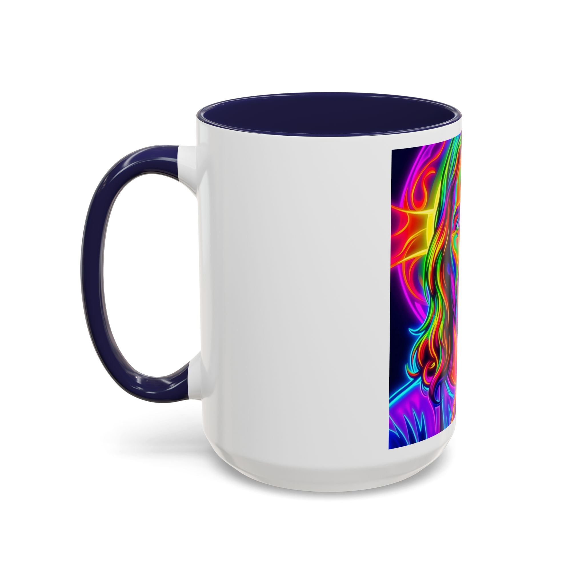 Neon Jesus Accent Coffee Mug – Vibrant Spiritual Art 11oz/15oz