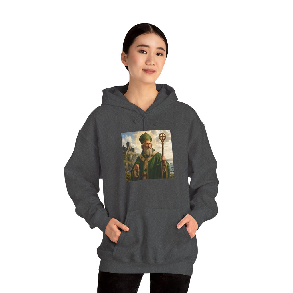 Saint Patrick Hoodie – Vintage Celtic Saint Illustration Pullover