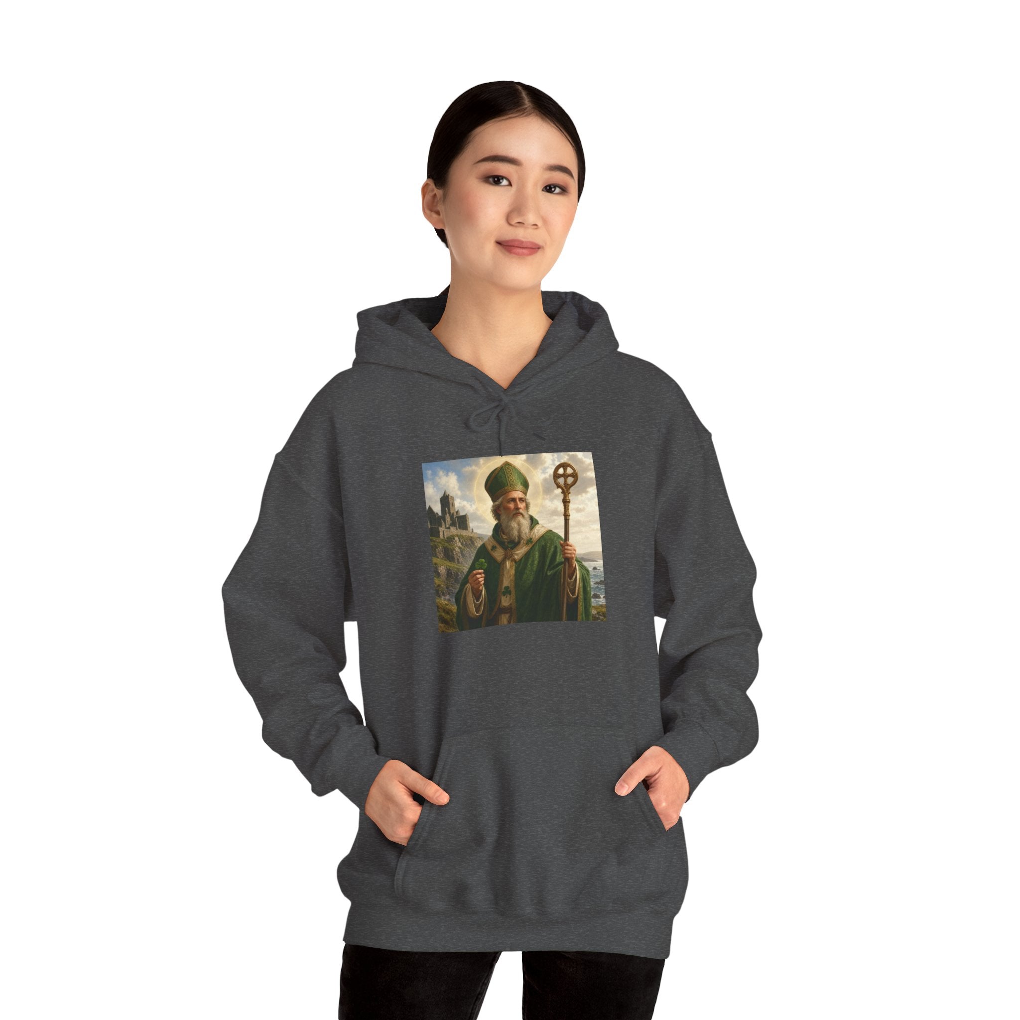 Saint Patrick Hoodie – Vintage Celtic Saint Illustration Pullover