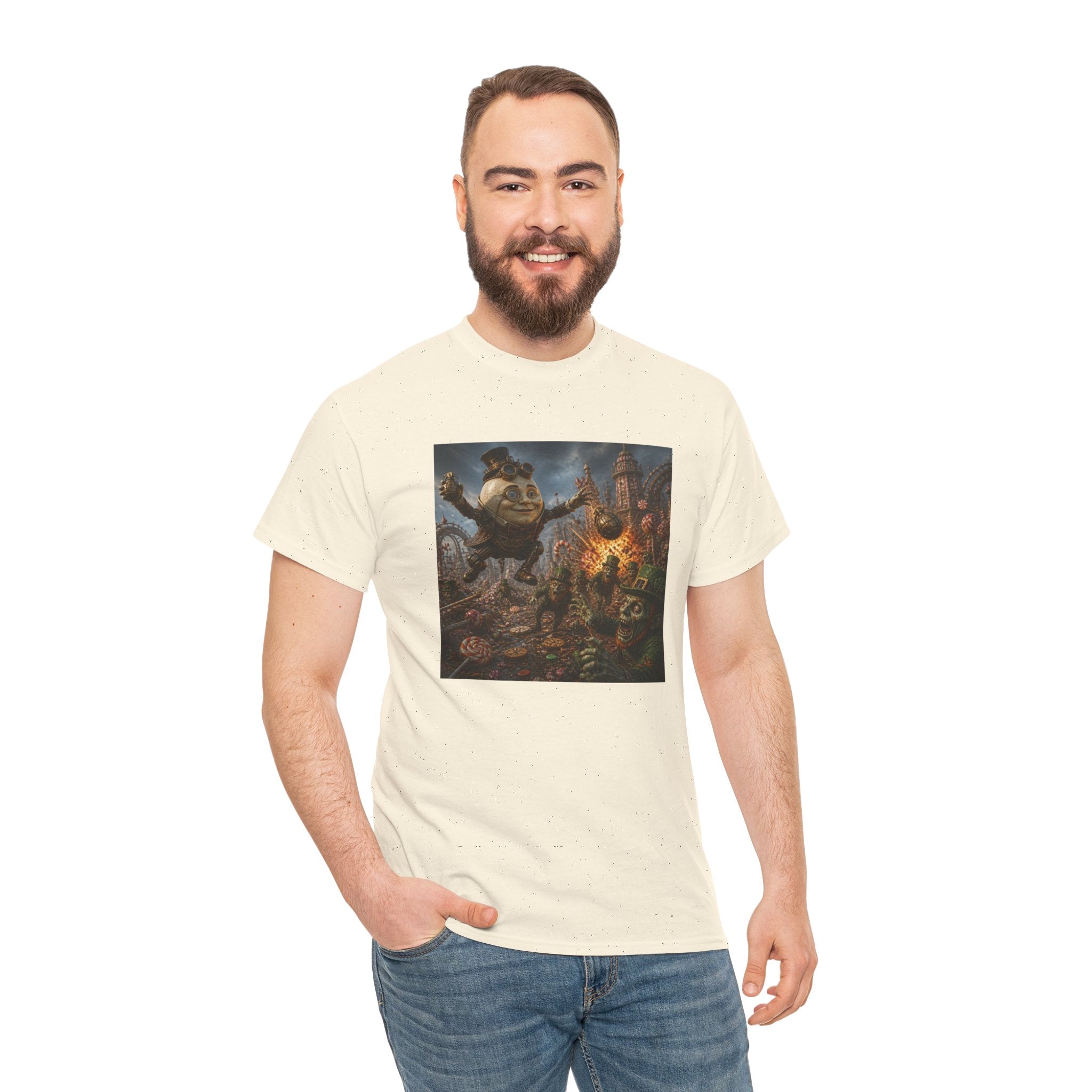 Fantasy Monster Battle Steampunk Humpty T-Shirt — Epic RPG Creature Art Tee