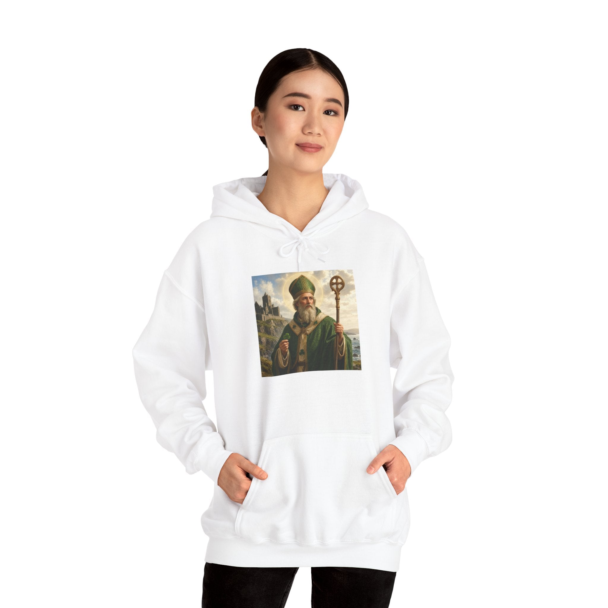 Saint Patrick Hoodie – Vintage Celtic Saint Illustration Pullover