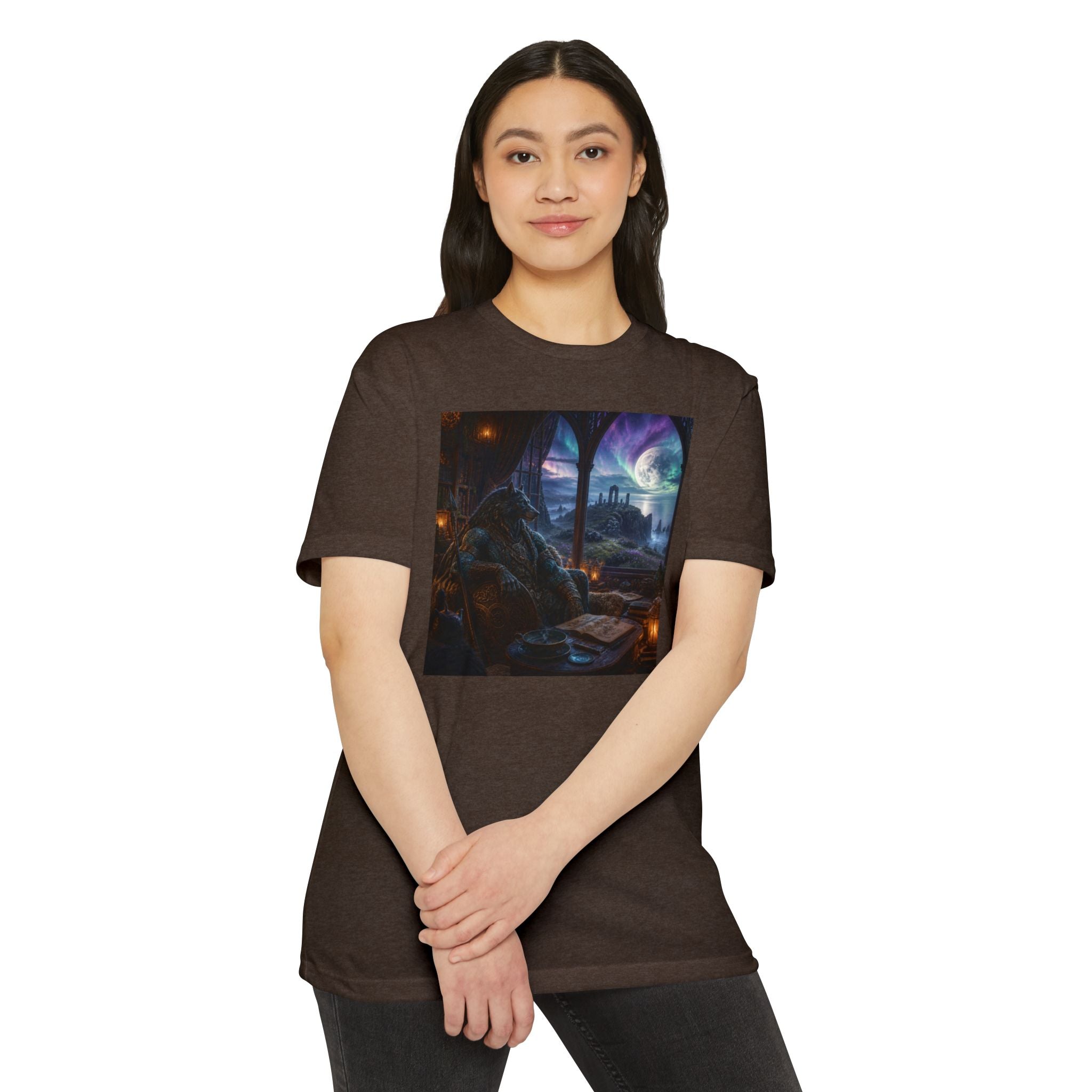 Fantasy Mage Scene T‑Shirt — Celtic Mystical Wizardry Night Graphic Tee