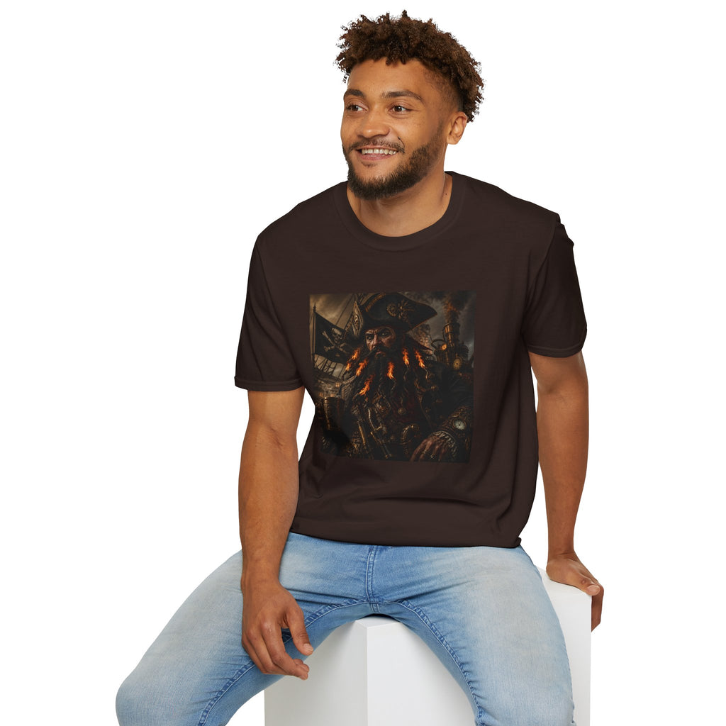 Steampunk Pirate Captain Graphic Tee — Blackbeard-Inspired Nautical Vintage T-Shirt