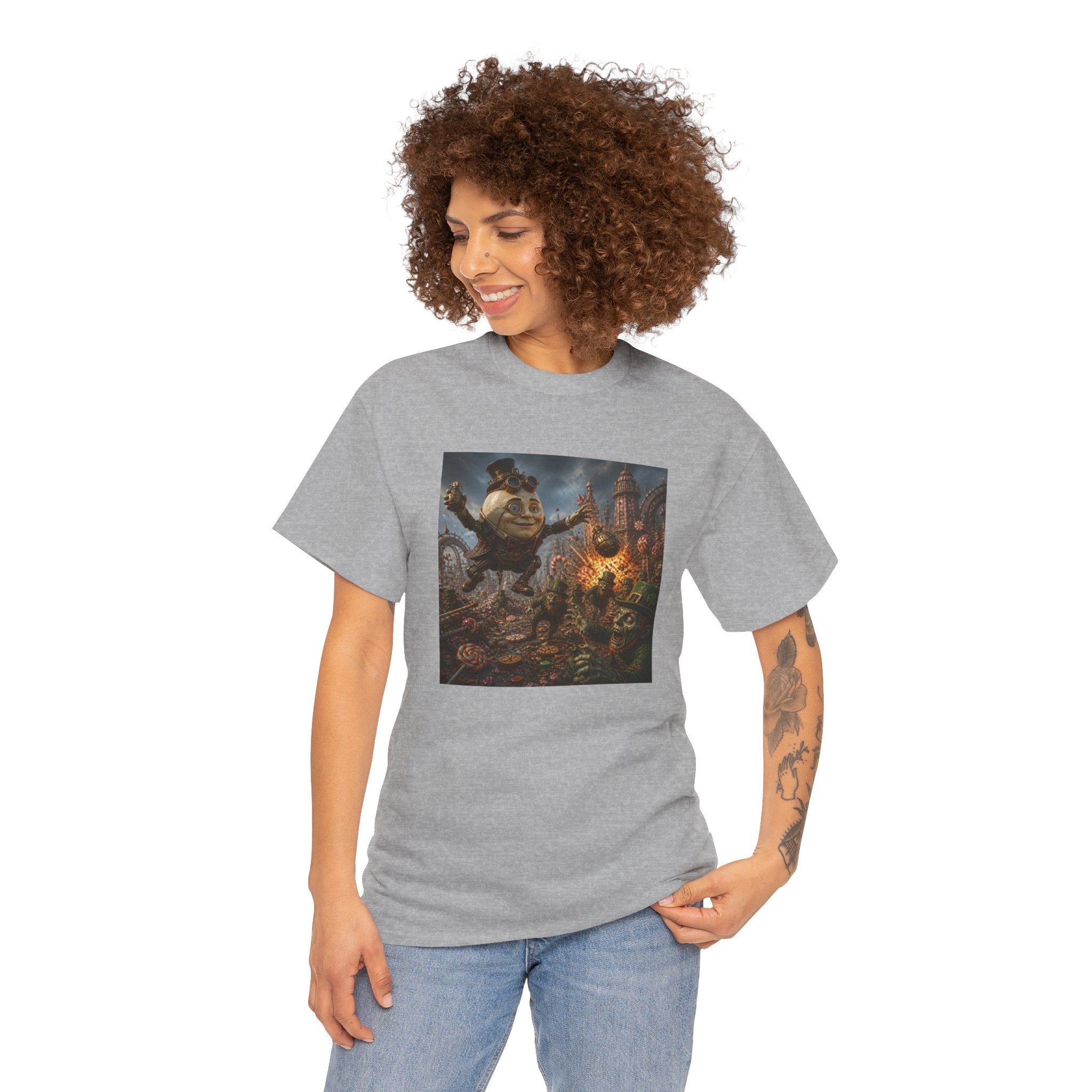 Fantasy Monster Battle Steampunk Humpty T-Shirt — Epic RPG Creature Art Tee