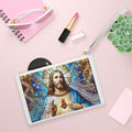 Sacred Heart Jesus Clutch Bag — Stained Glass Religious Wristlet for Church & Gifts