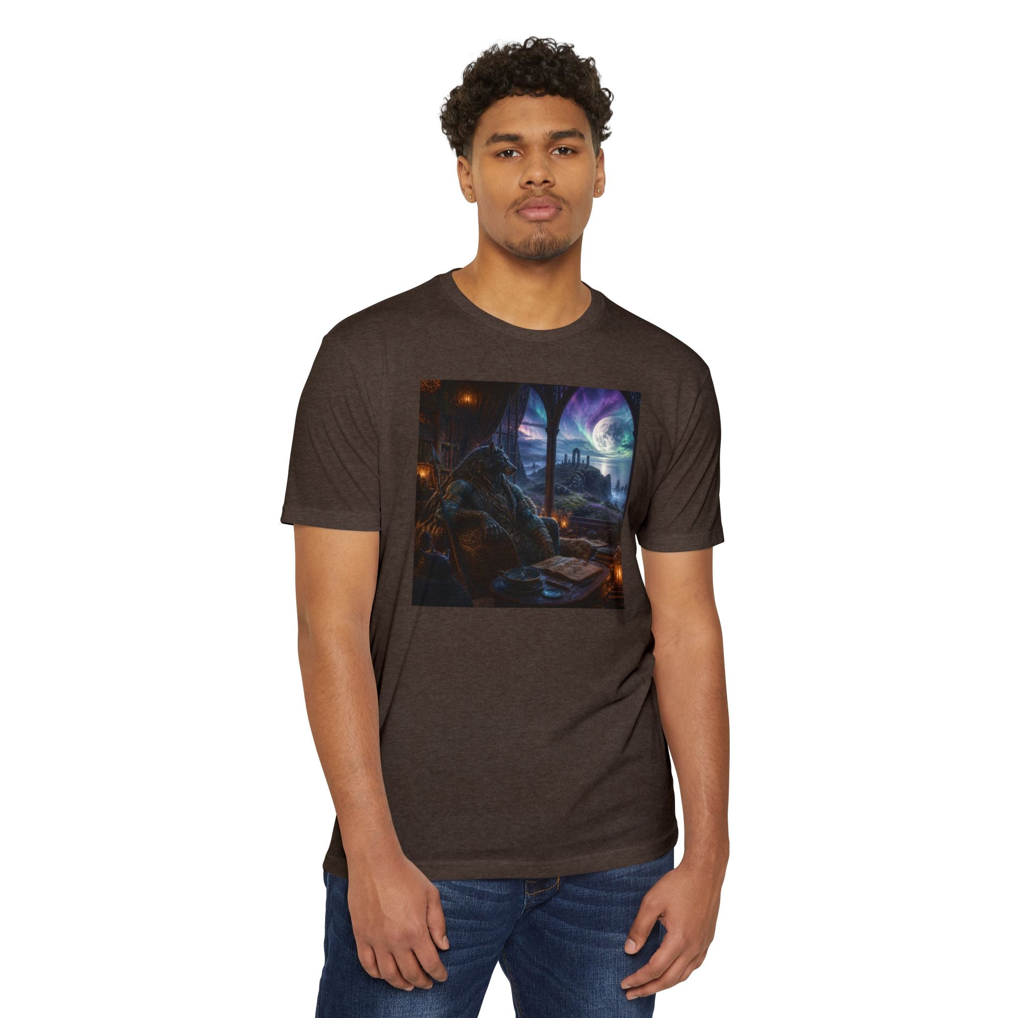 Fantasy Mage Scene T‑Shirt — Celtic Mystical Wizardry Night Graphic Tee