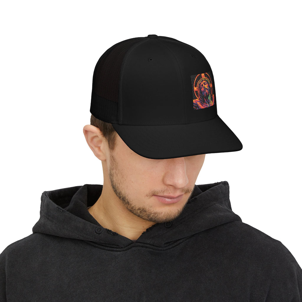 Trucker Cap — Vibrant Neon Jesus Patch Snapback