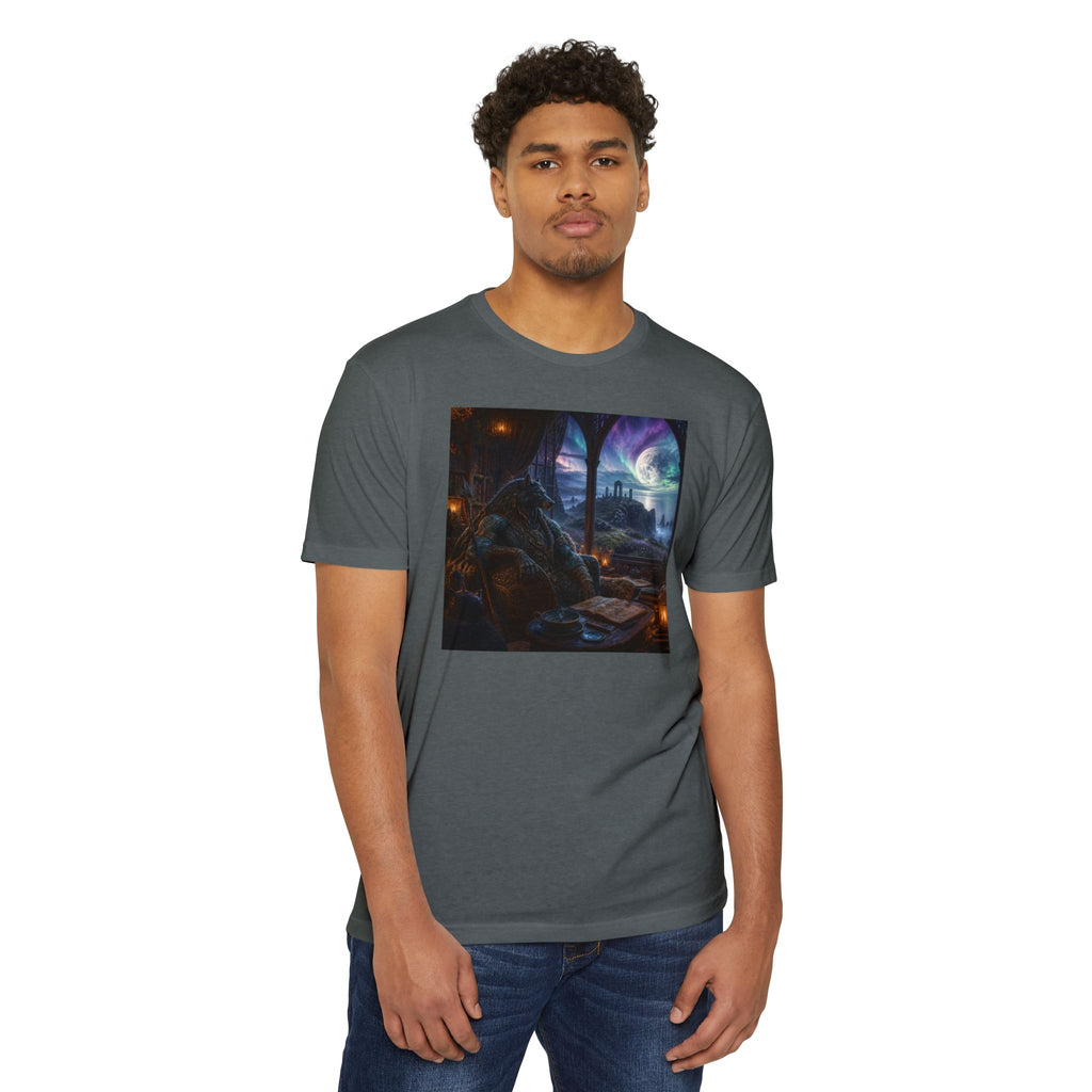 Fantasy Mage Scene T‑Shirt — Celtic Mystical Wizardry Night Graphic Tee