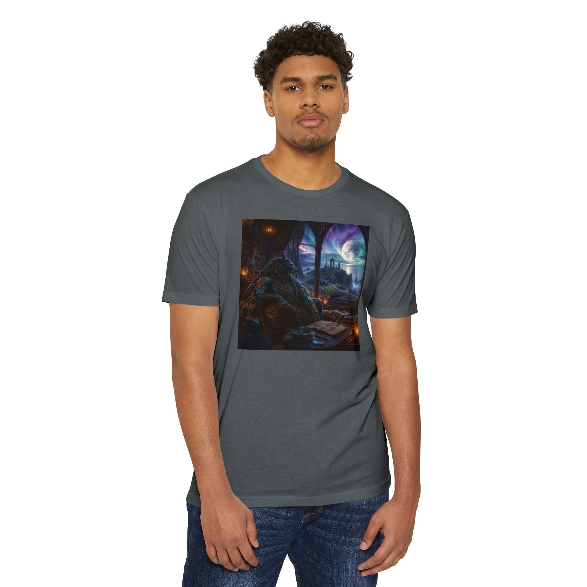 Fantasy Mage Scene T‑Shirt — Celtic Mystical Wizardry Night Graphic Tee