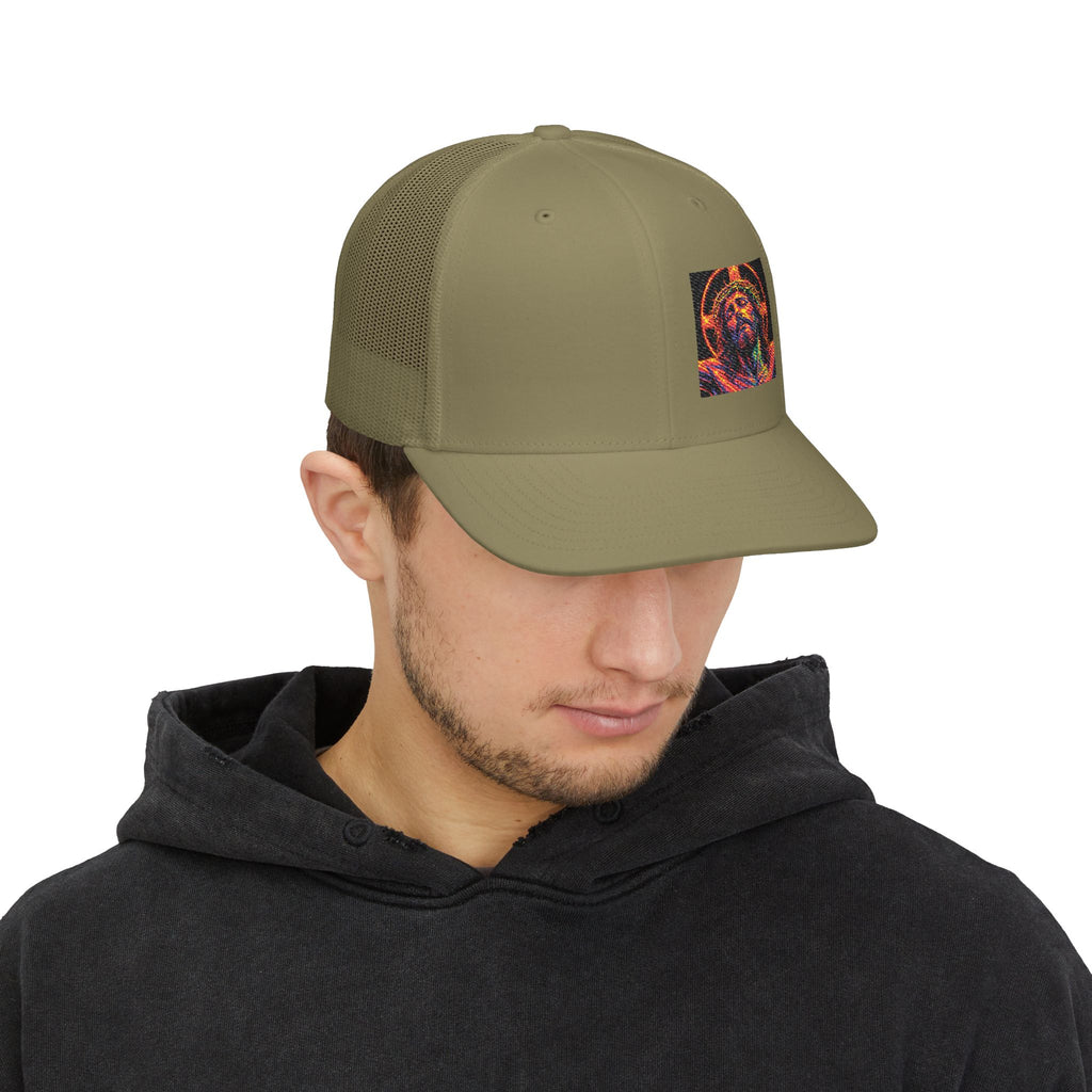 Trucker Cap — Vibrant Neon Jesus Patch Snapback