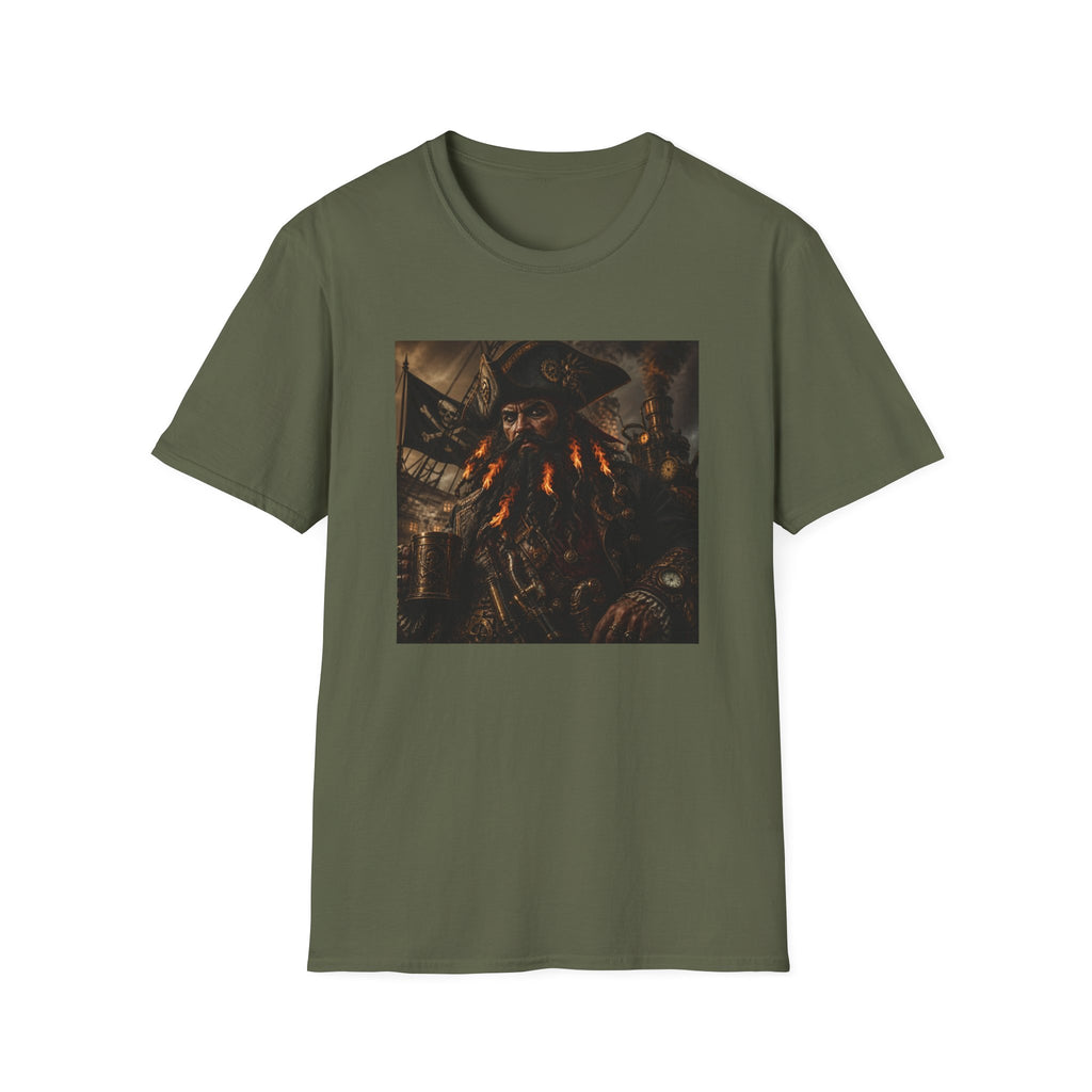 Steampunk Pirate Captain Graphic Tee — Blackbeard-Inspired Nautical Vintage T-Shirt
