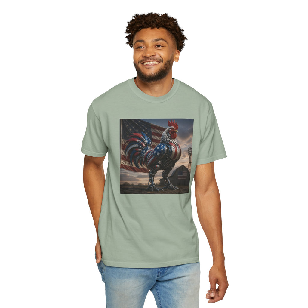 Patriotic Rooster T-Shirt — American Flag Farmhouse Graphic Tee