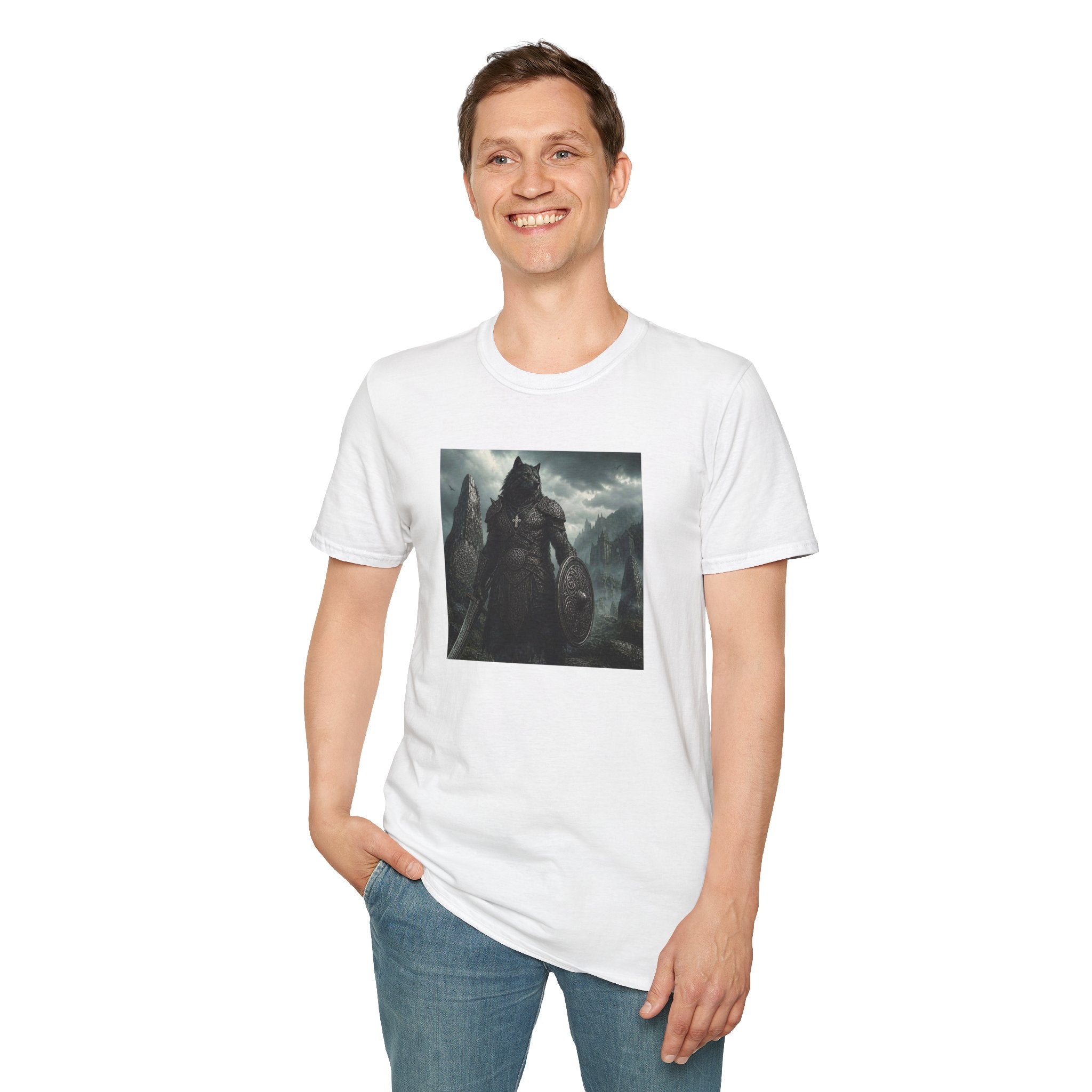Celtic Wolf Warrior T-Shirt — Dark Fantasy Viking Wolf Knight Graphic Tee