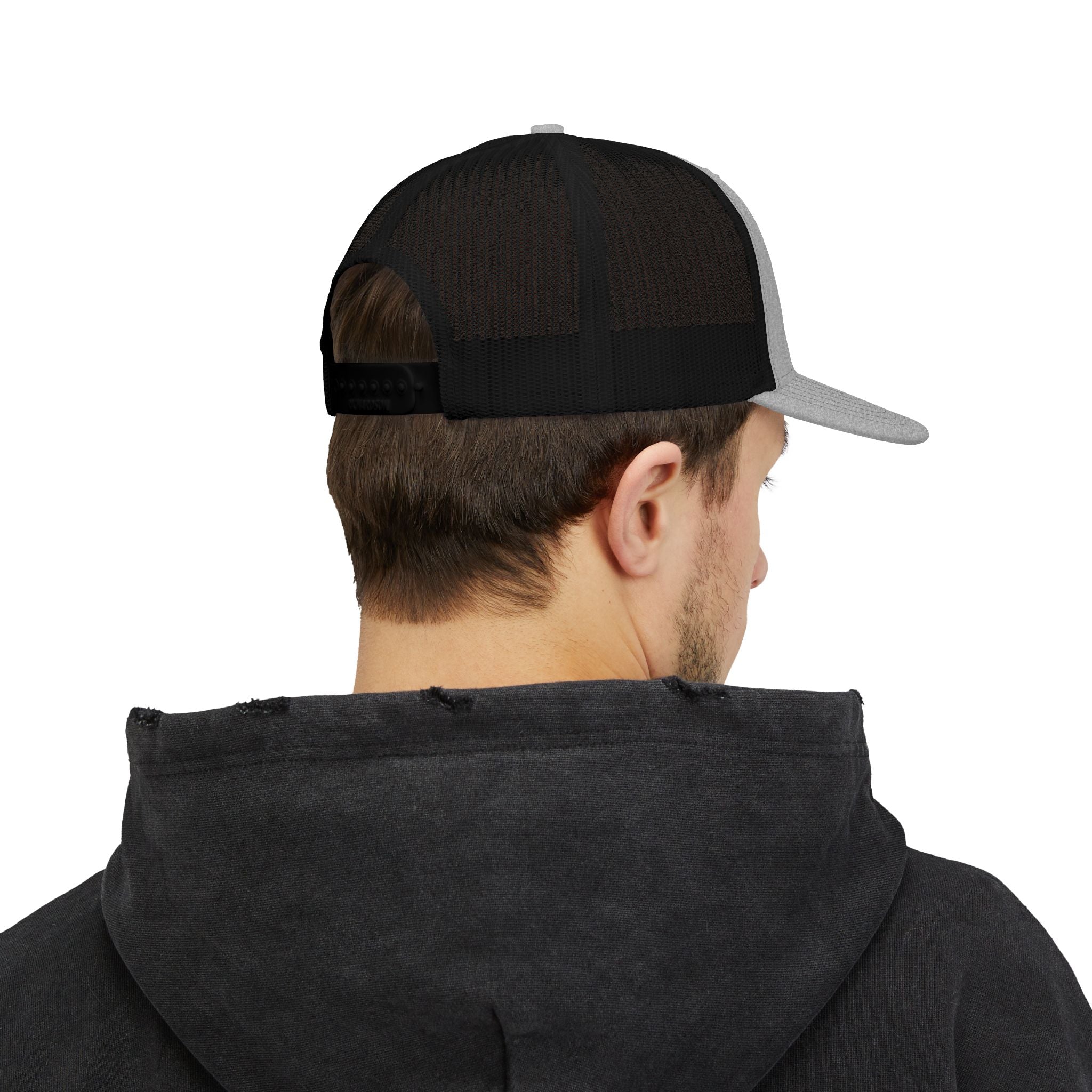 Religious Trucker Cap — Mosaic Sacred Heart Patch Snapback