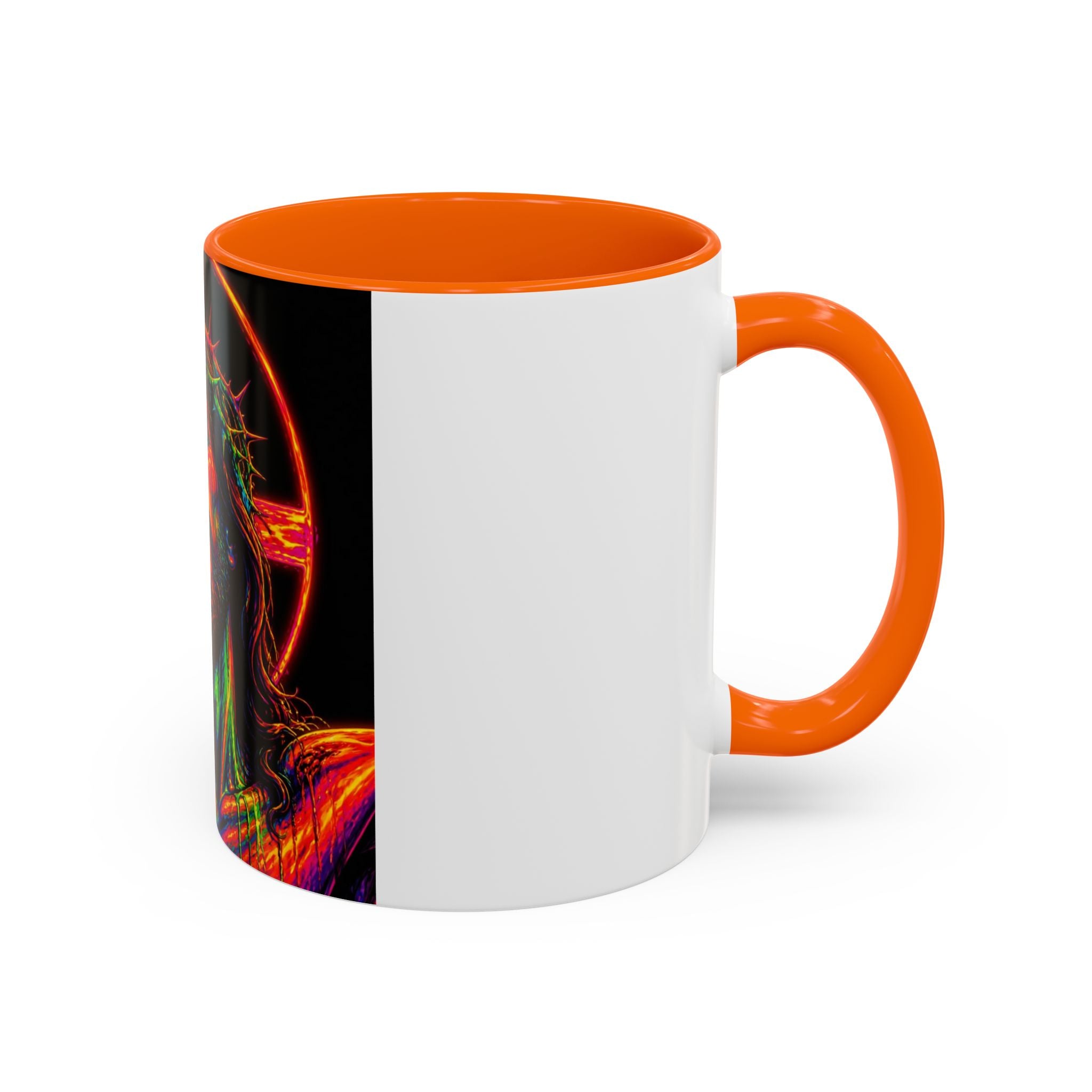 Jesus Christ Neon Portrait Coffee Mug — Colorful Crucifixion Accent Mug (11/15oz)
