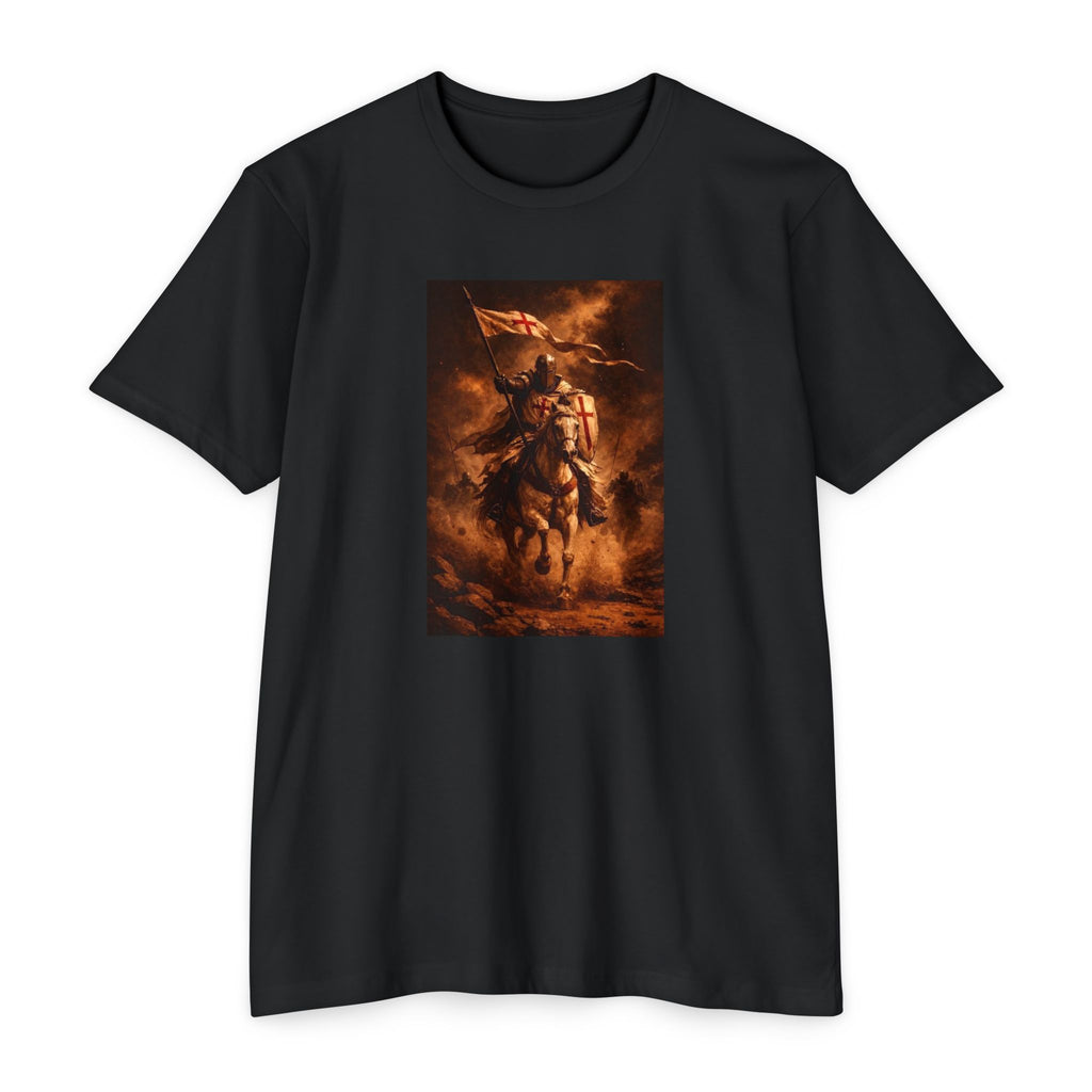 Knight on Horseback Graphic T-Shirt — Medieval Warrior Illustration Tee