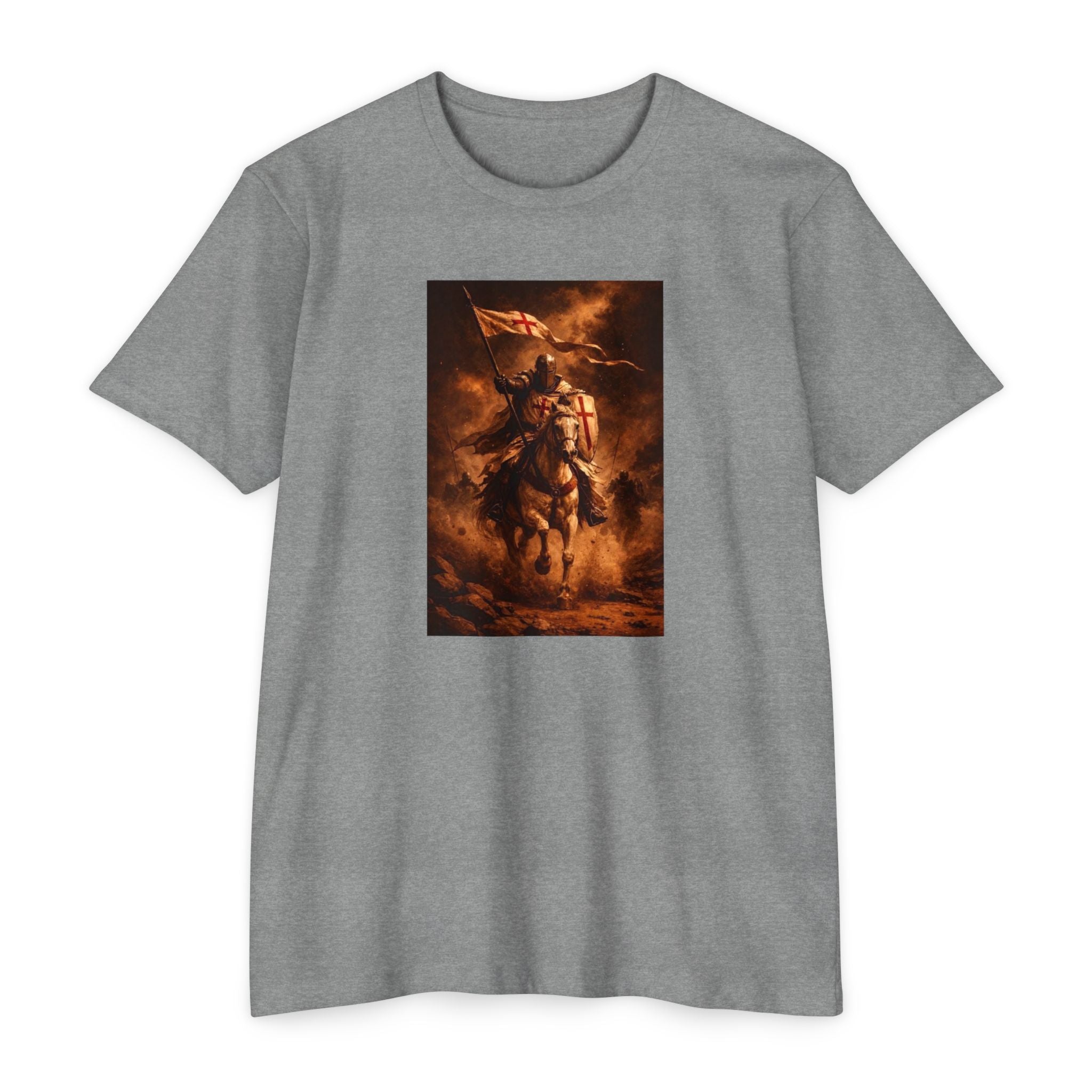 Knight on Horseback Graphic T-Shirt — Medieval Warrior Illustration Tee