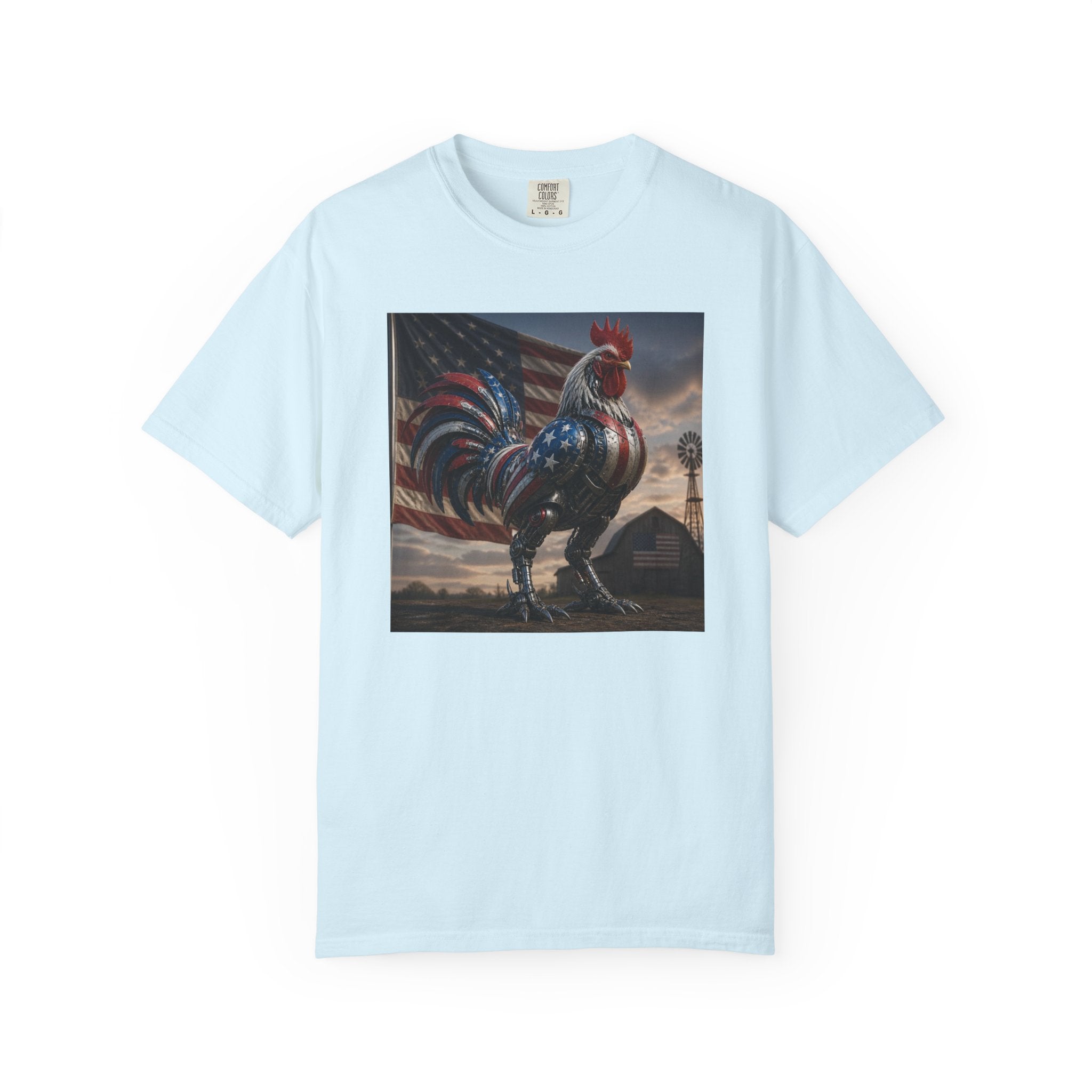 Patriotic Rooster T-Shirt — American Flag Farmhouse Graphic Tee