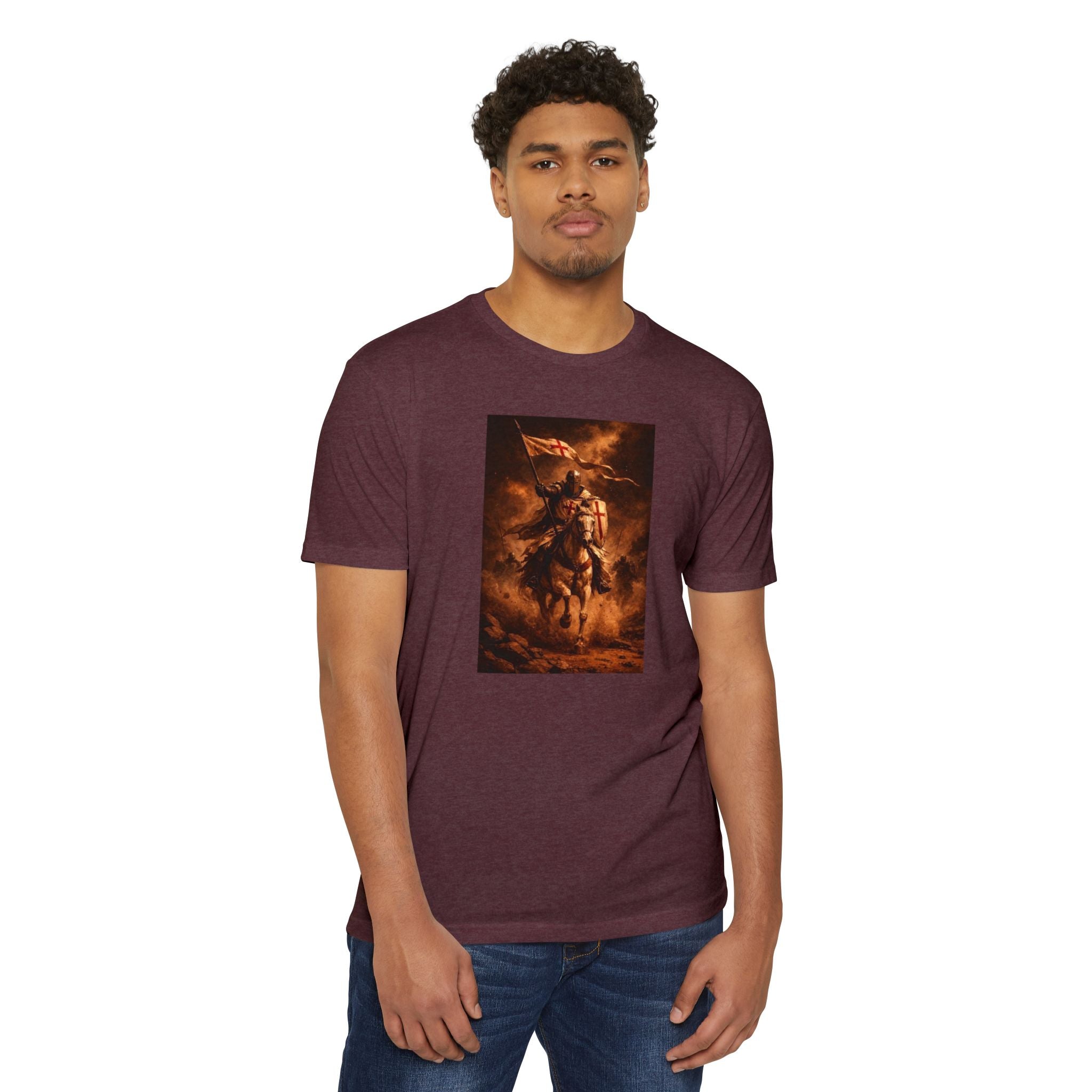 Knight on Horseback Graphic T-Shirt — Medieval Warrior Illustration Tee