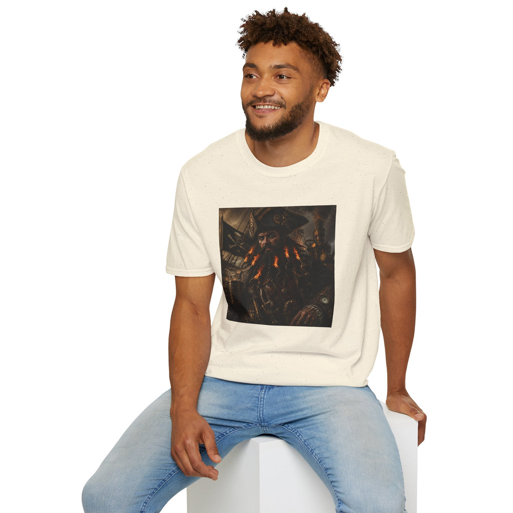 Steampunk Pirate Captain Graphic Tee — Blackbeard-Inspired Nautical Vintage T-Shirt