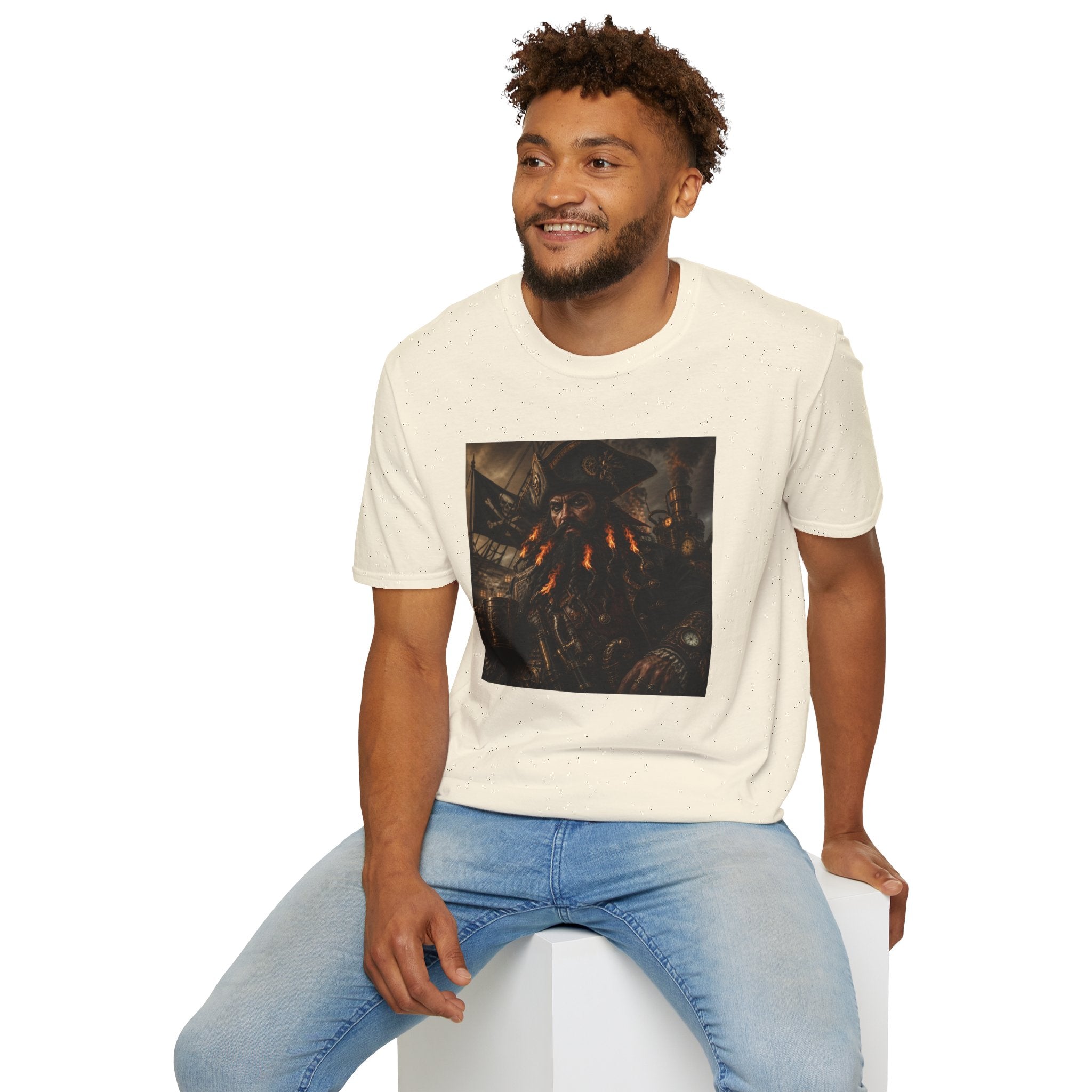 Steampunk Pirate Captain Graphic Tee — Blackbeard-Inspired Nautical Vintage T-Shirt