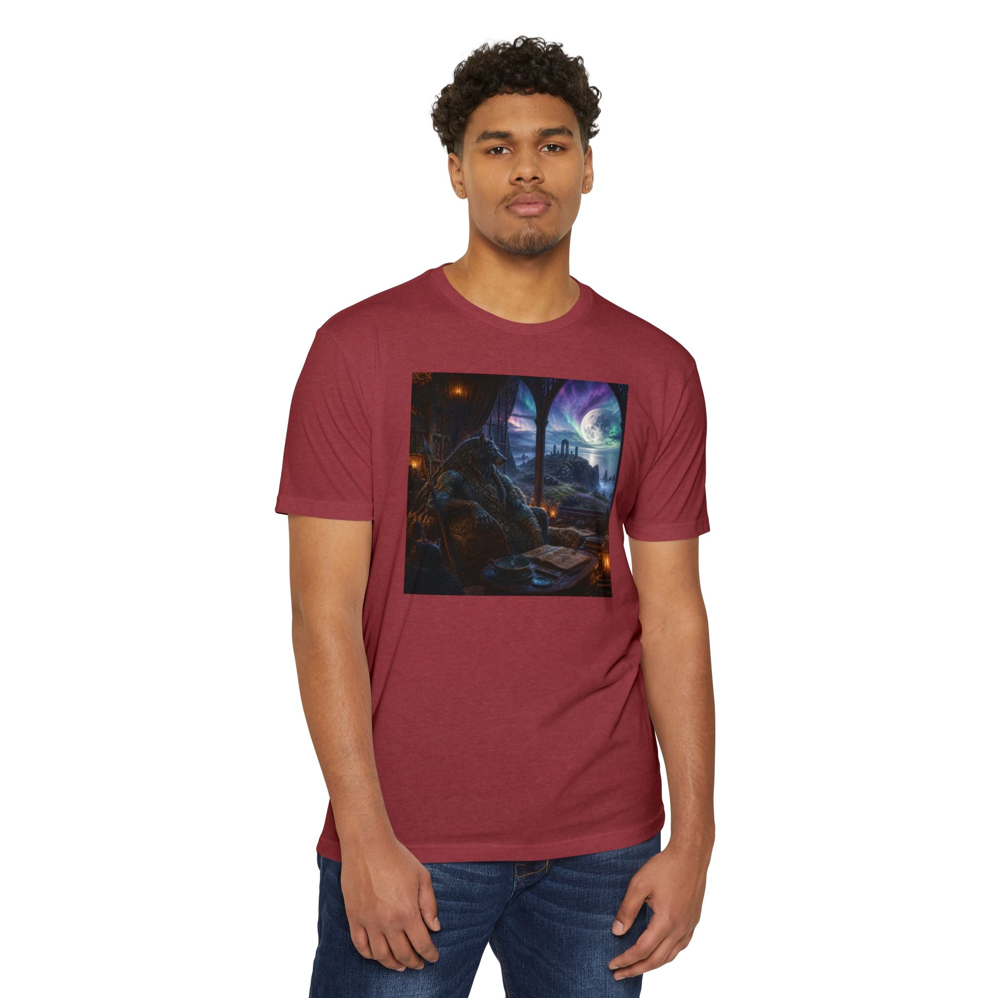 Fantasy Mage Scene T‑Shirt — Celtic Mystical Wizardry Night Graphic Tee