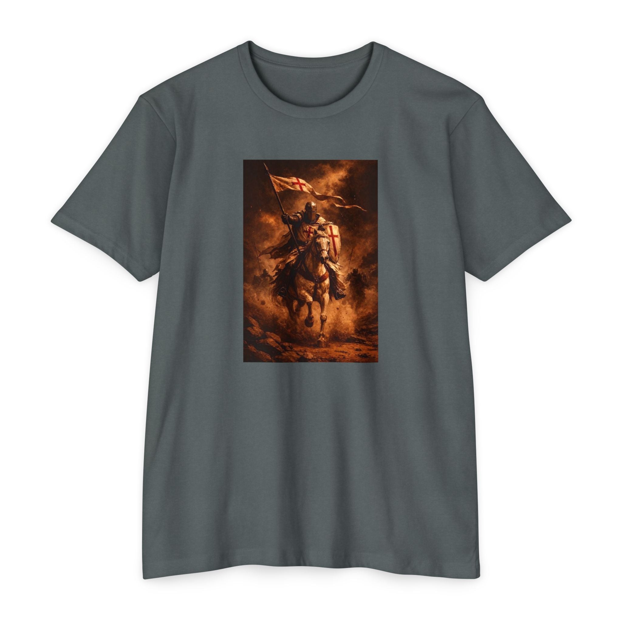 Knight on Horseback Graphic T-Shirt — Medieval Warrior Illustration Tee