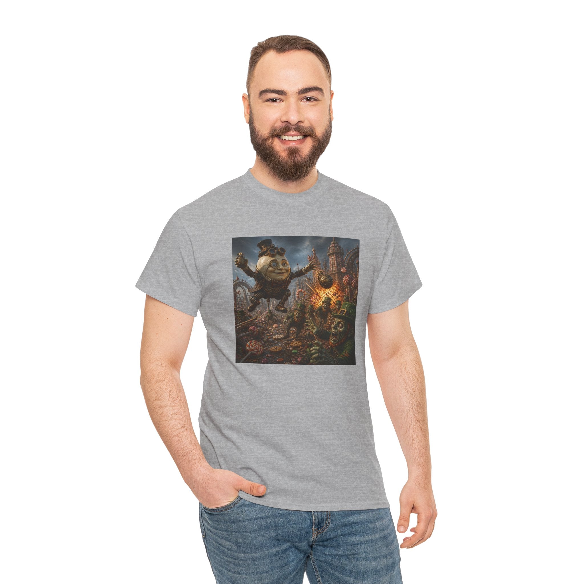 Fantasy Monster Battle Steampunk Humpty T-Shirt — Epic RPG Creature Art Tee