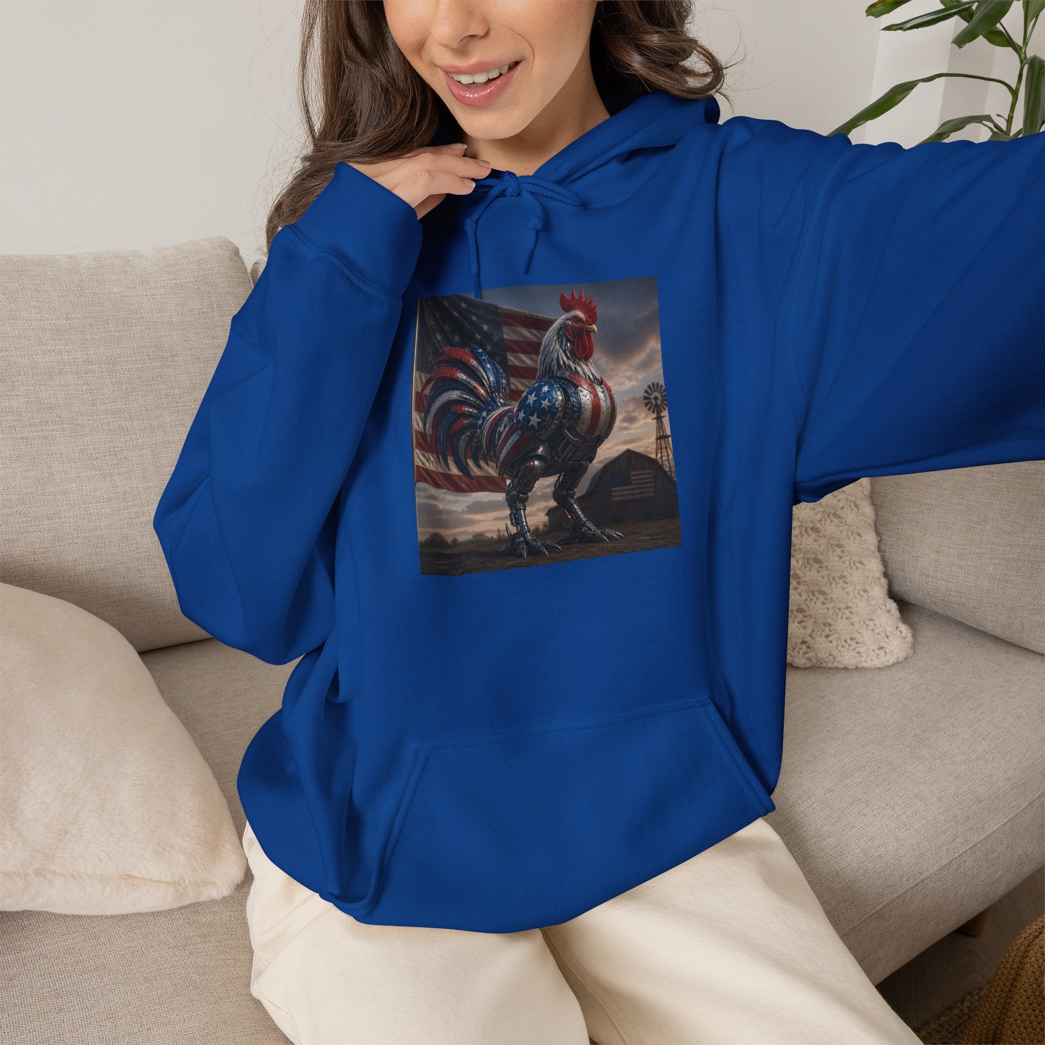 Rooster Art Hoodie — Vintage Rooster Illustration Pullover
