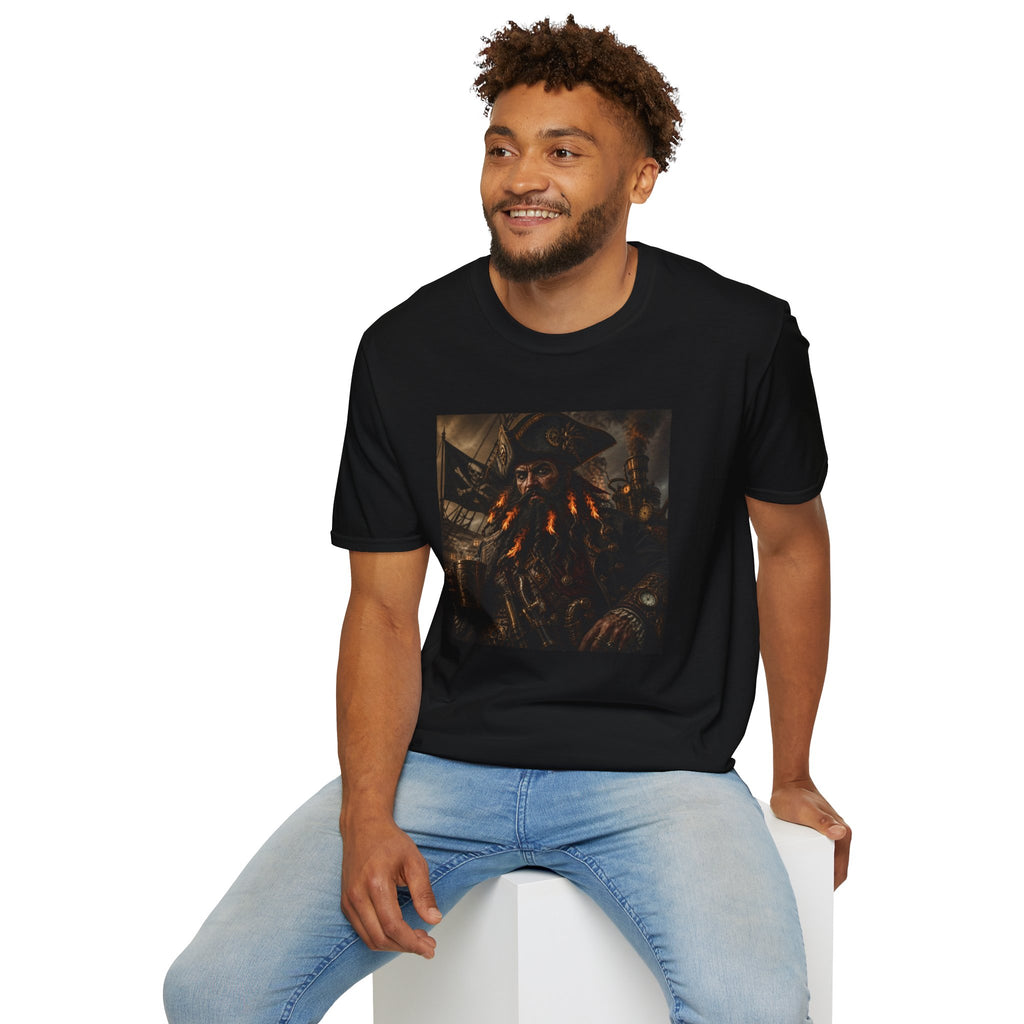 Steampunk Pirate Captain Graphic Tee — Blackbeard-Inspired Nautical Vintage T-Shirt
