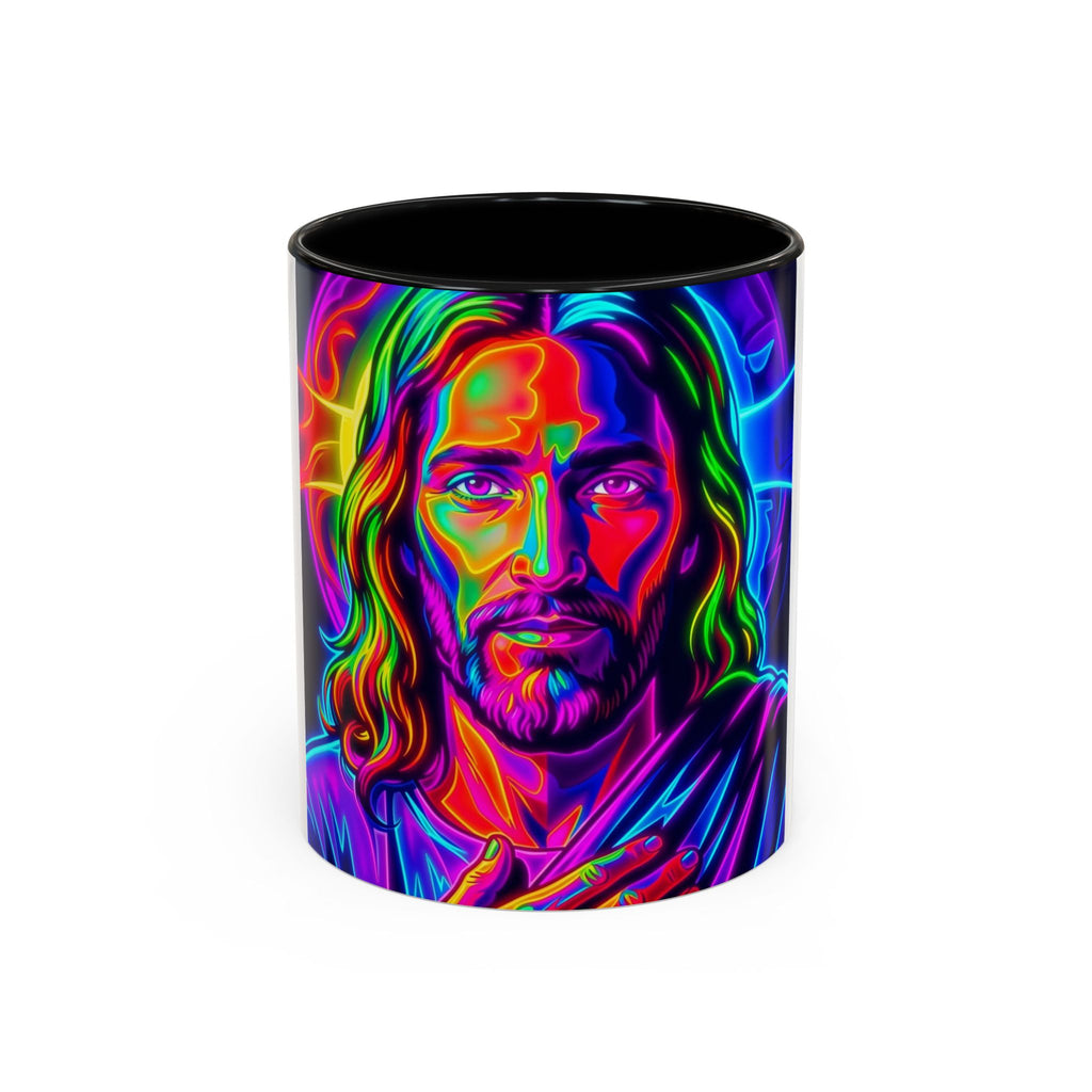 Neon Jesus Accent Coffee Mug – Vibrant Spiritual Art 11oz/15oz