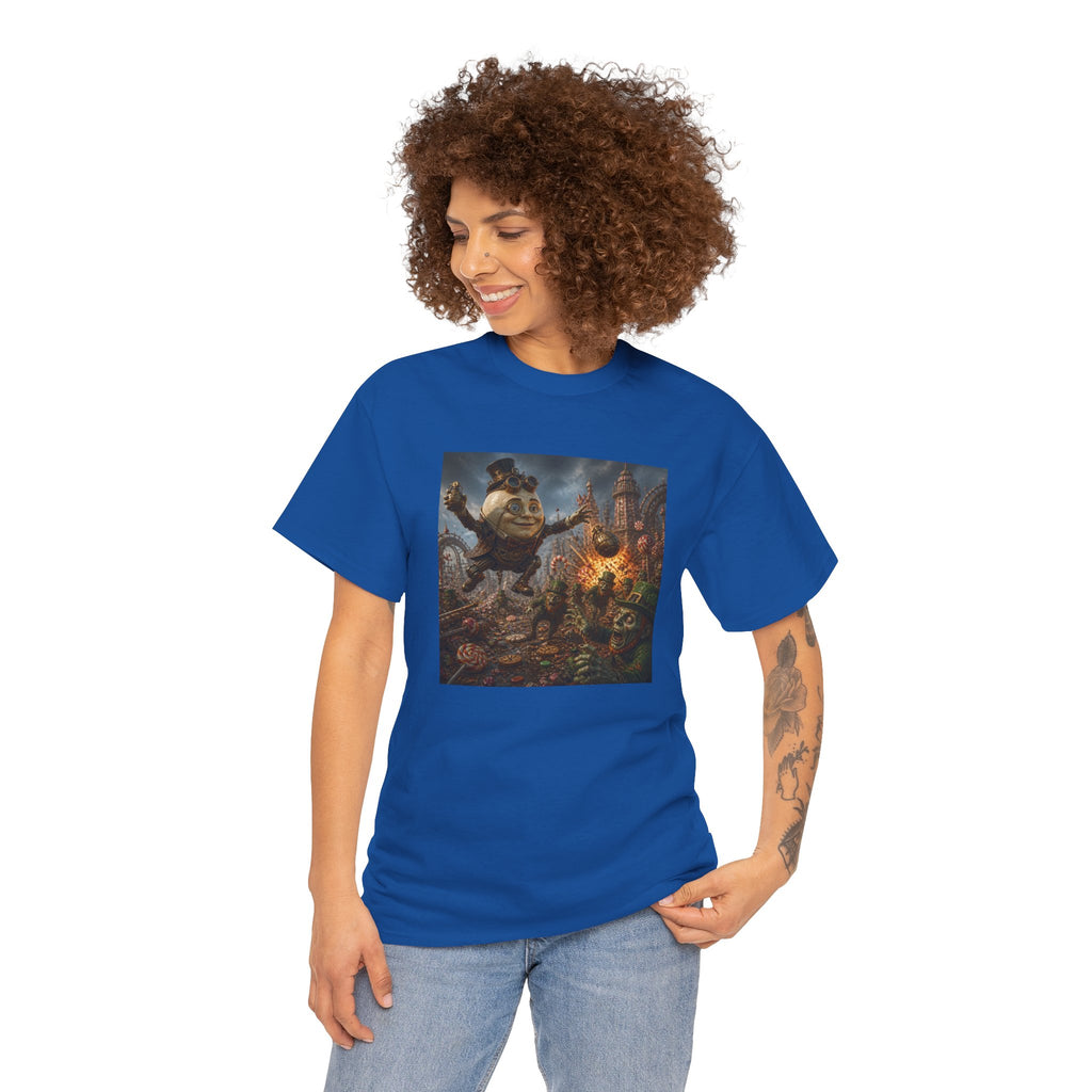Fantasy Monster Battle Steampunk Humpty T-Shirt — Epic RPG Creature Art Tee