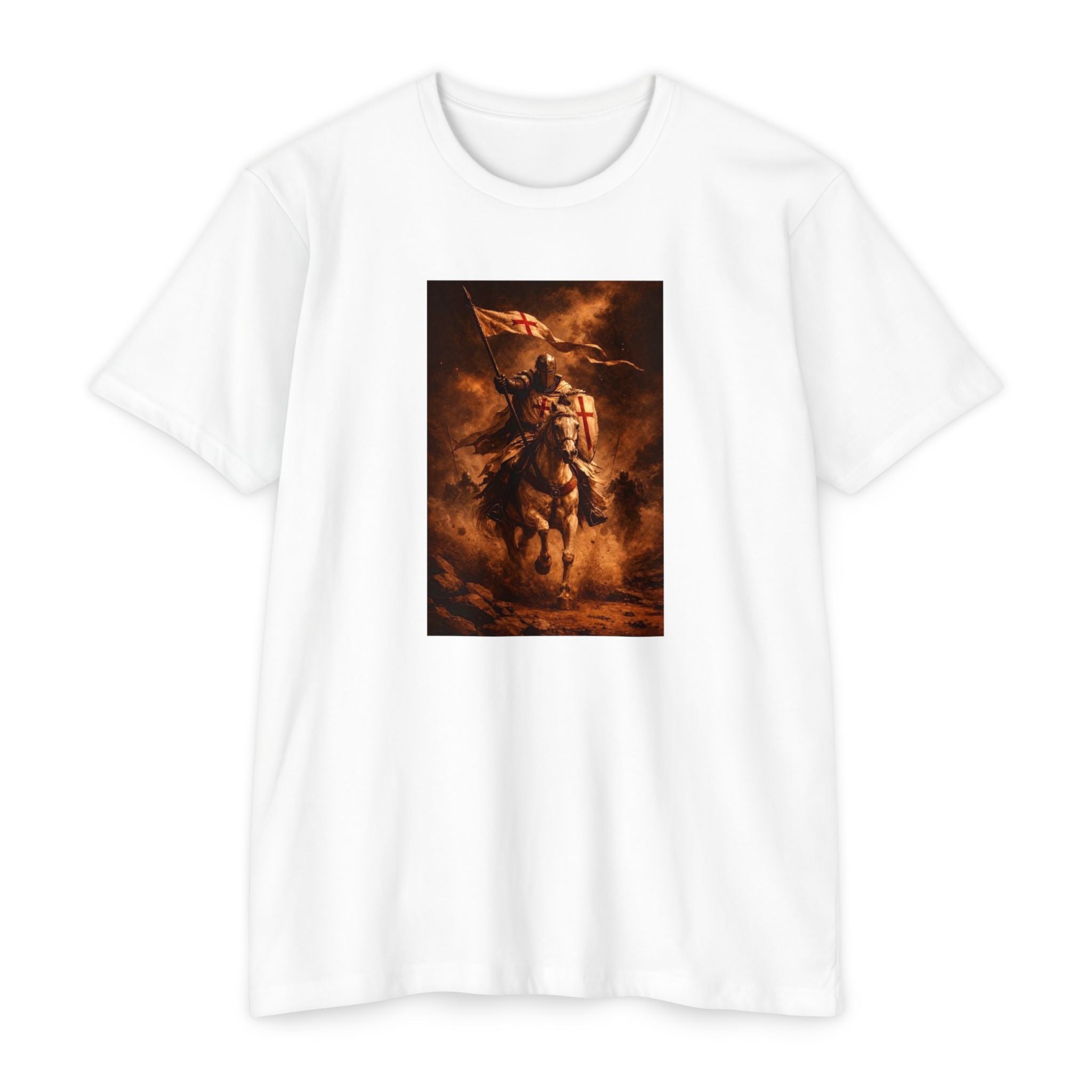 Knight on Horseback Graphic T-Shirt — Medieval Warrior Illustration Tee
