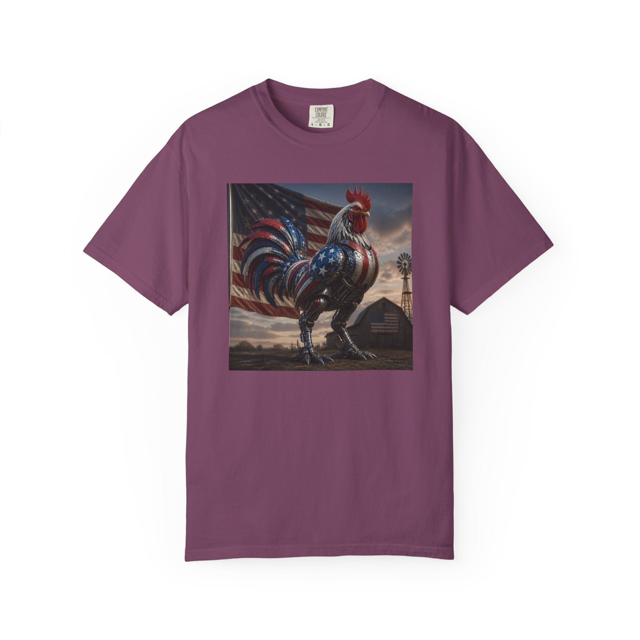 Patriotic Rooster T-Shirt — American Flag Farmhouse Graphic Tee